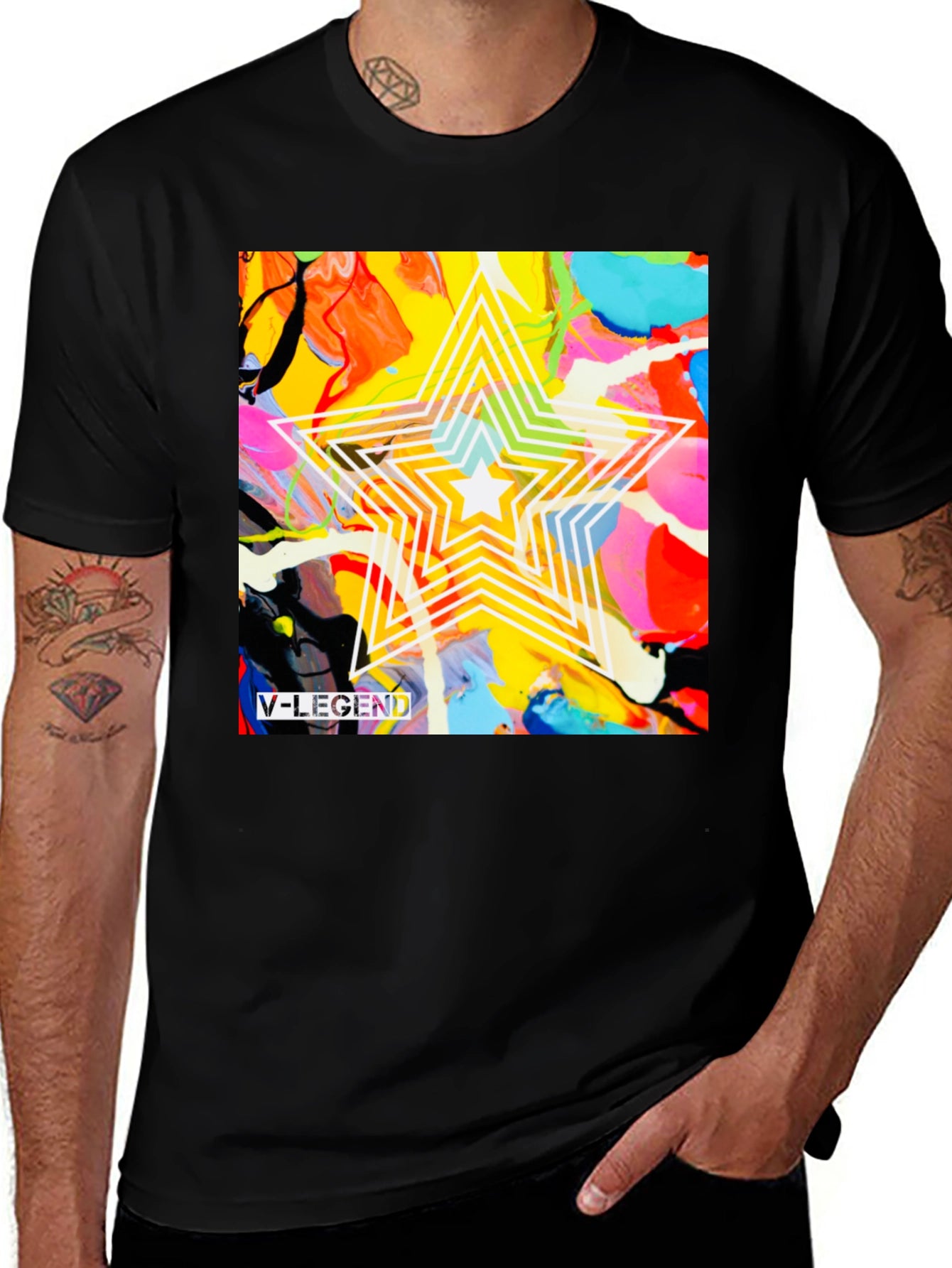 V-Legend Star Abstract Graphic T-Shirt