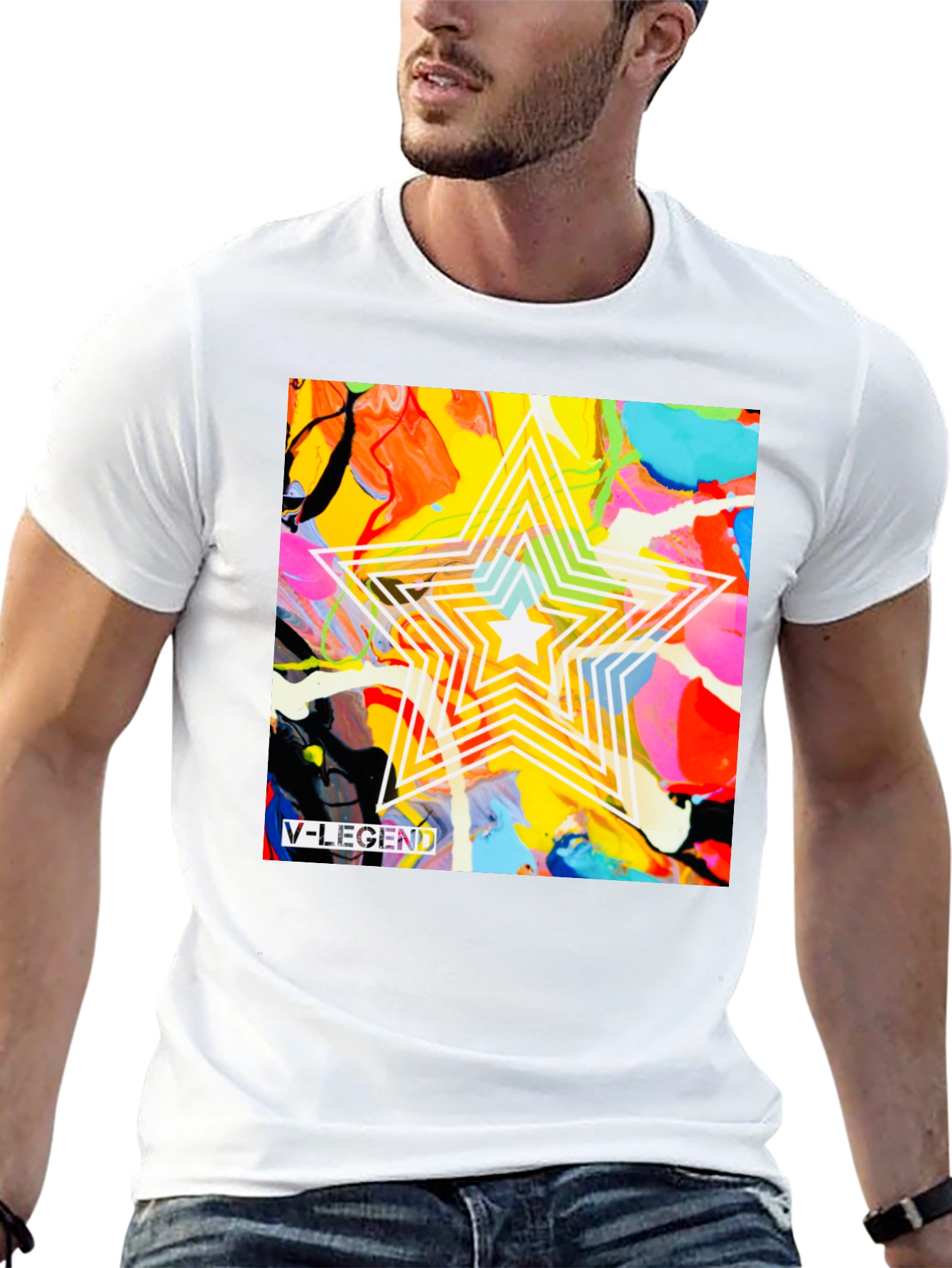 V-Legend Star Abstract Graphic T-Shirt