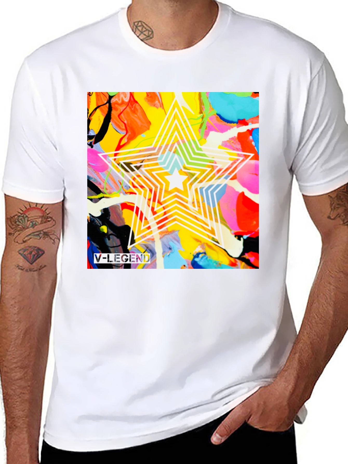 V-Legend Star Abstract Graphic T-Shirt