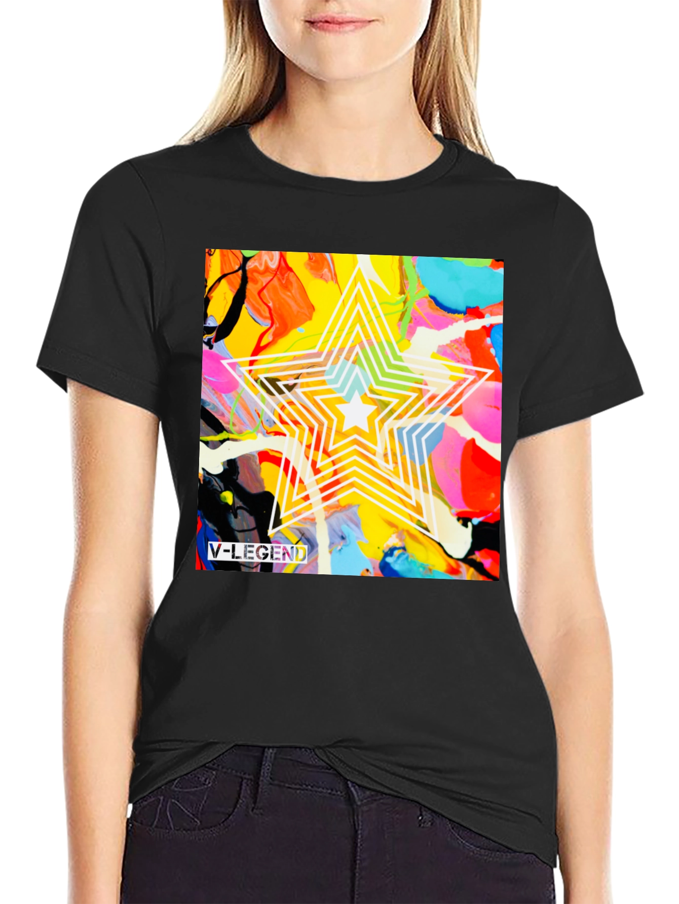 V-Legend Star Abstract Graphic T-Shirt