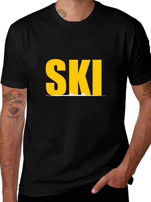 SKI Graphic Tee - Black Cotton Blend Comfort Fit