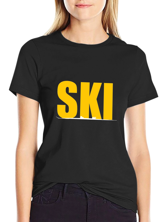 SKI Graphic Tee - Black Cotton Blend Comfort Fit