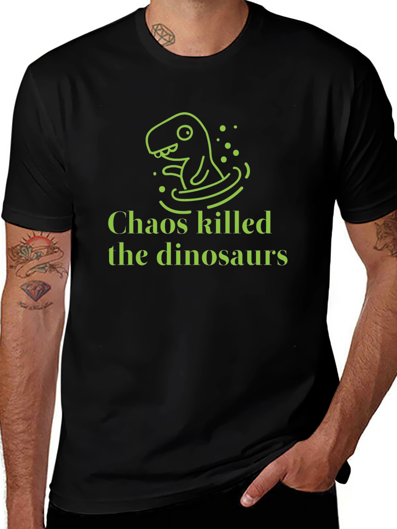 Chaos Killed the Dinosaurs Black Graphic Tee