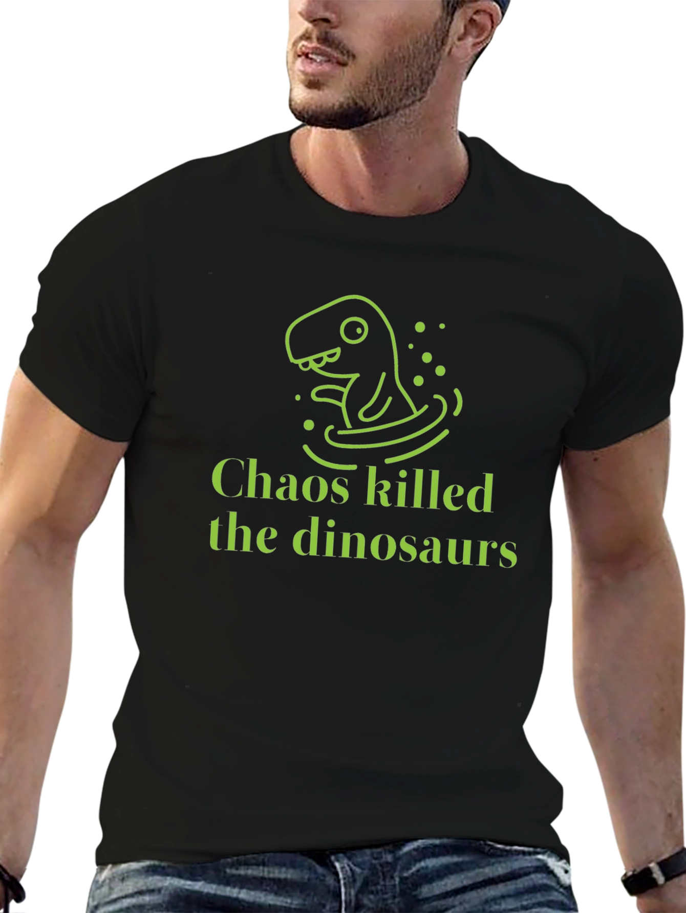 Chaos Killed the Dinosaurs Black Graphic Tee