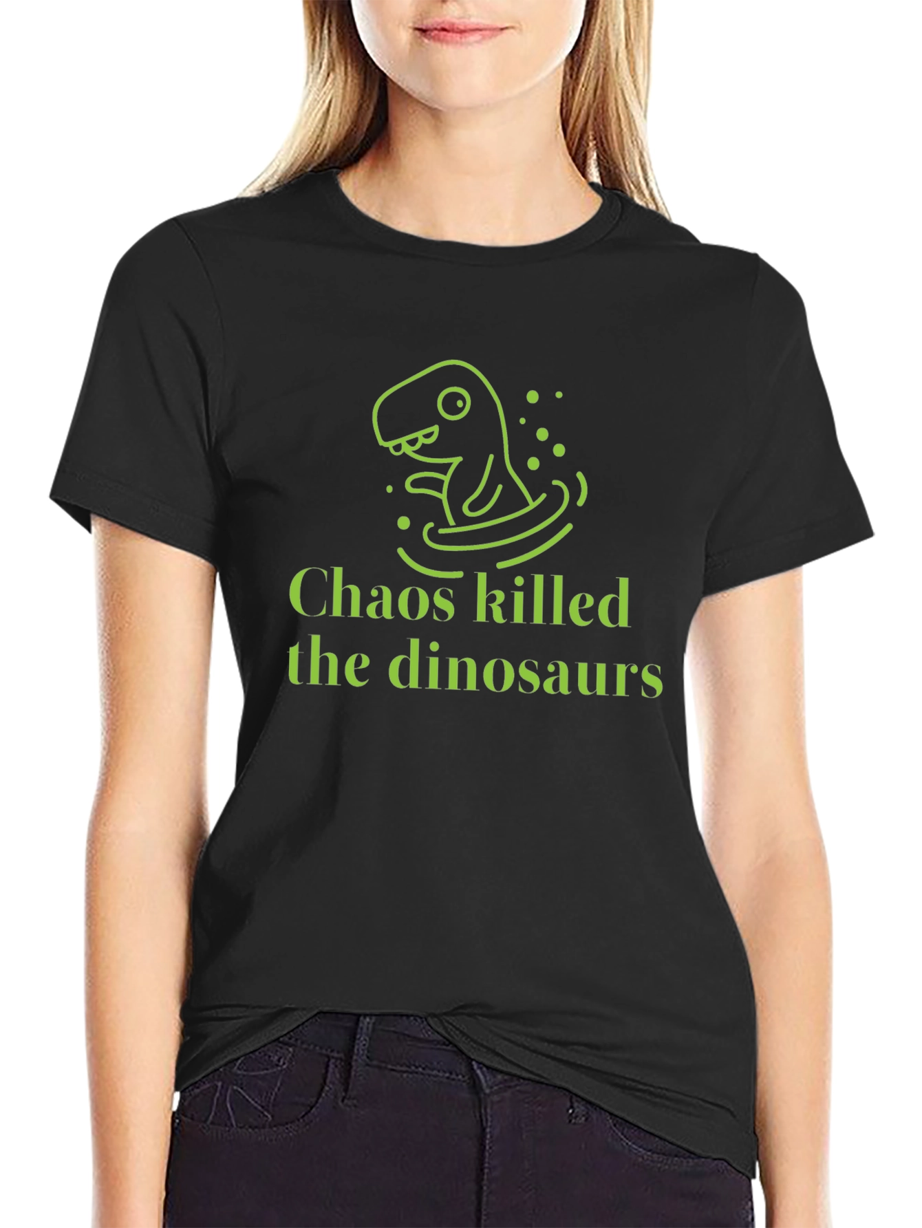 Chaos Killed the Dinosaurs Black Graphic Tee