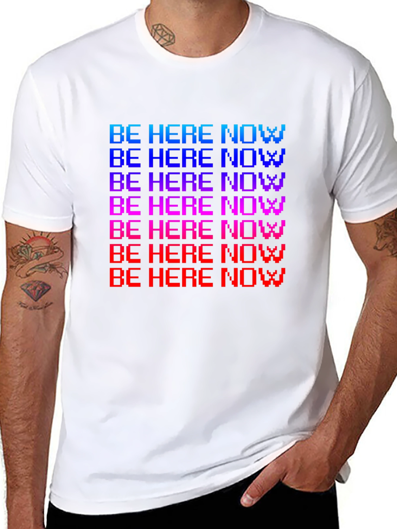 Be Here Now Pixel T-Shirt - Retro Style