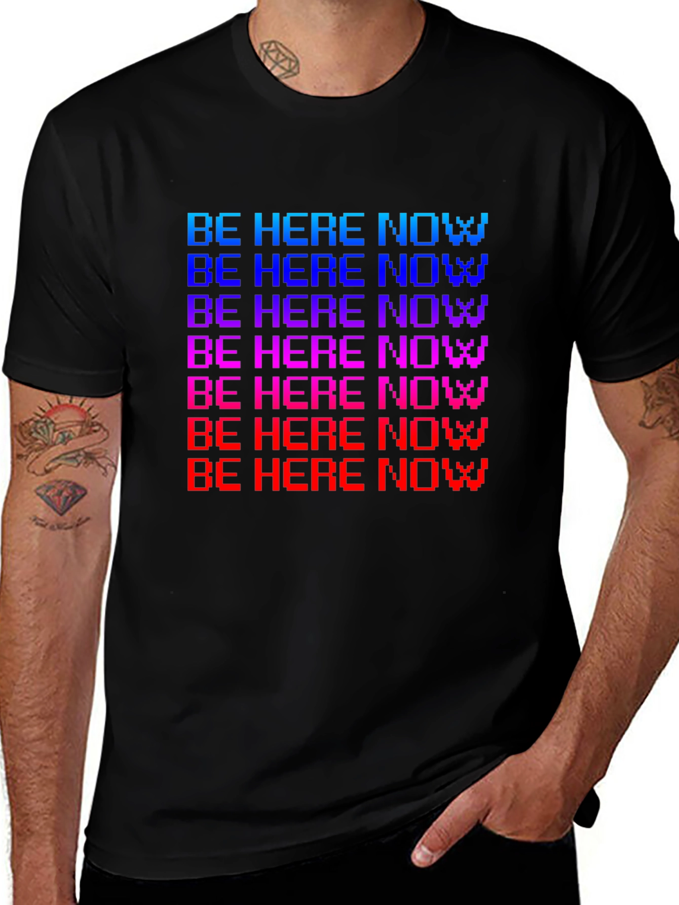 Be Here Now Pixel T-Shirt - Retro Style