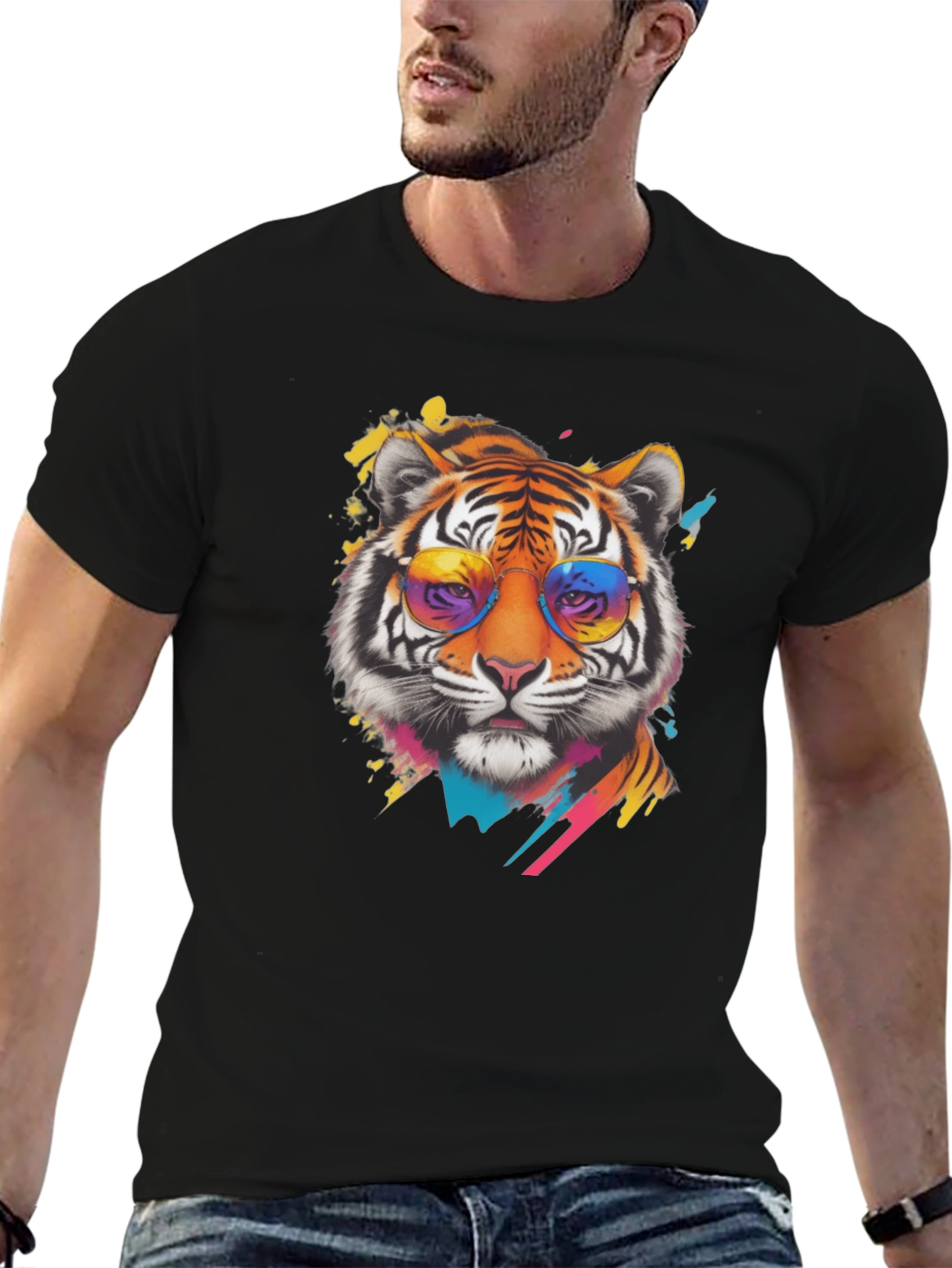 Cool Tiger Graphic Tee - Mens Black T-Shirt