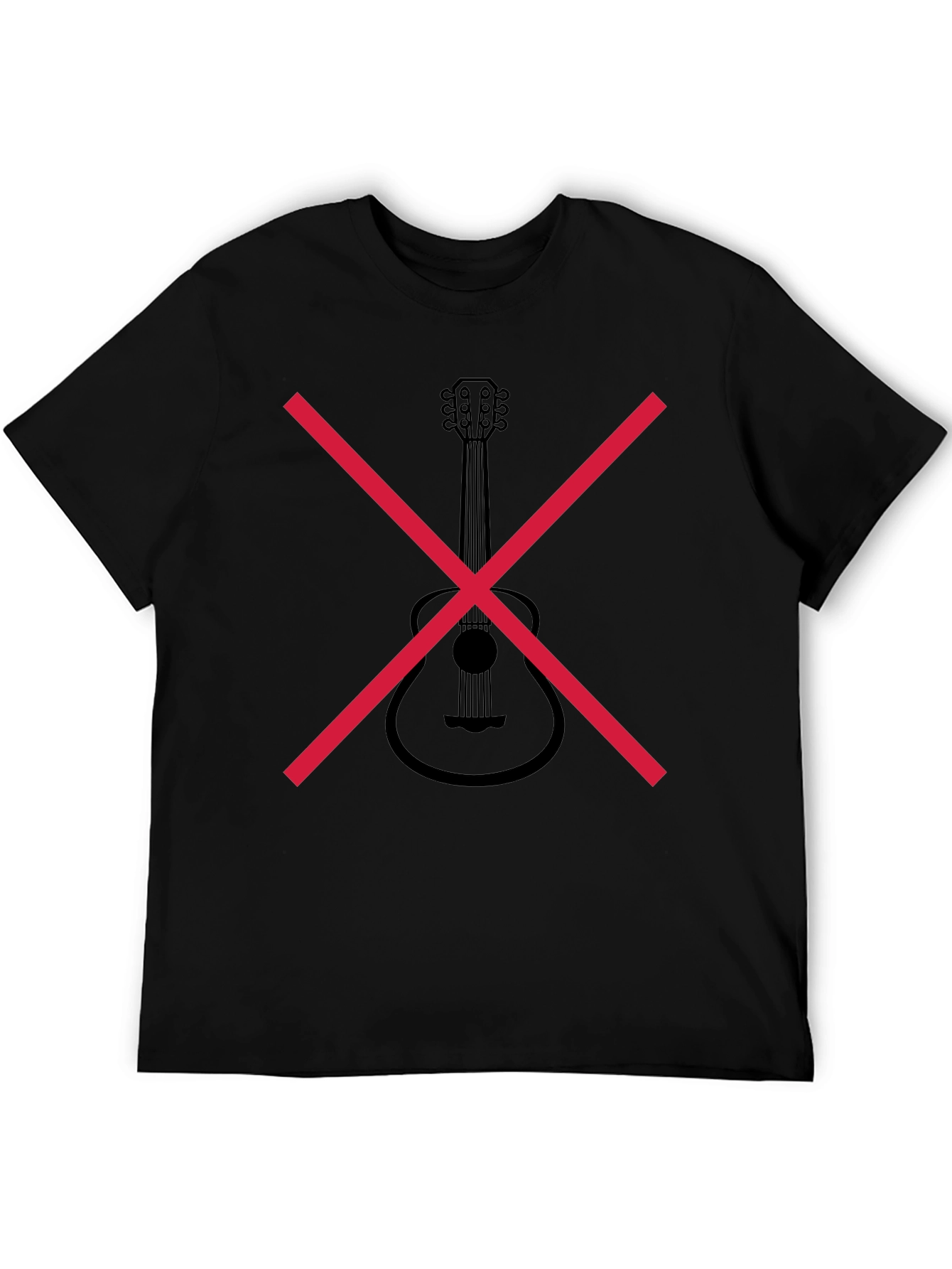 No Guitar Tee - Black Crew Neck T-Shirt