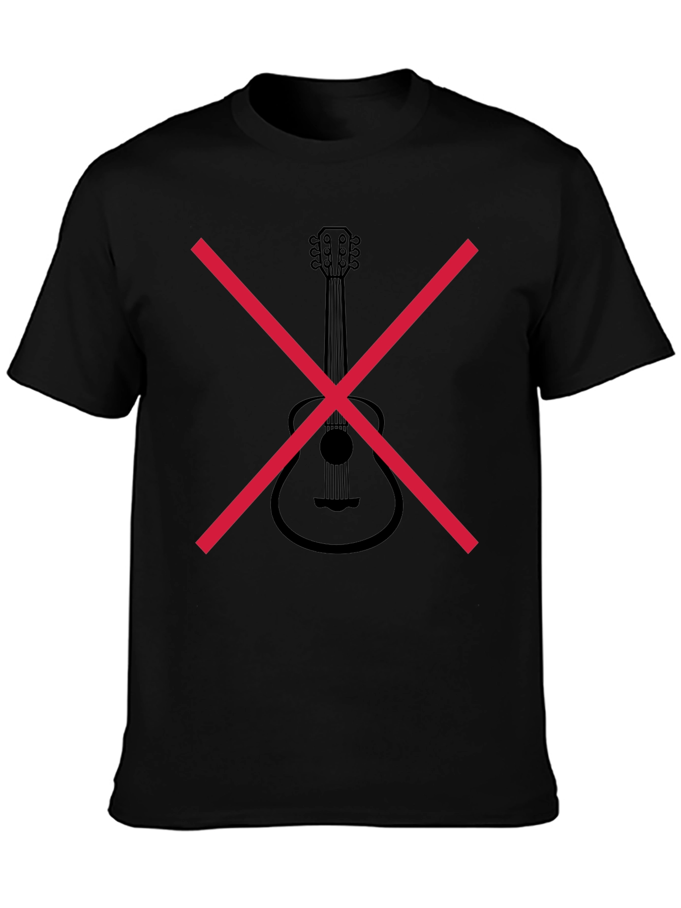 No Guitar Tee - Black Crew Neck T-Shirt
