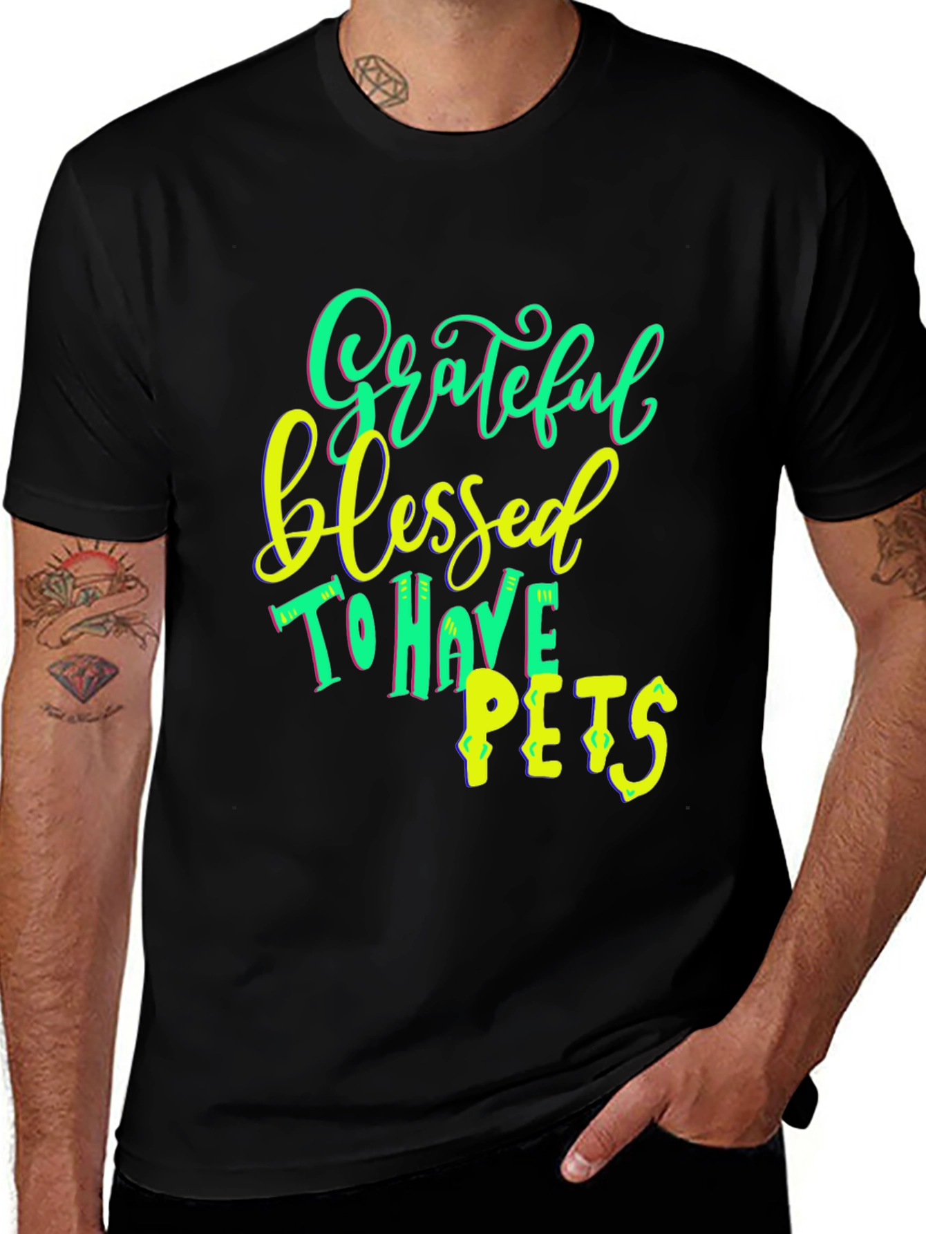 Grateful Blessed To Have Pets T-Shirt Black