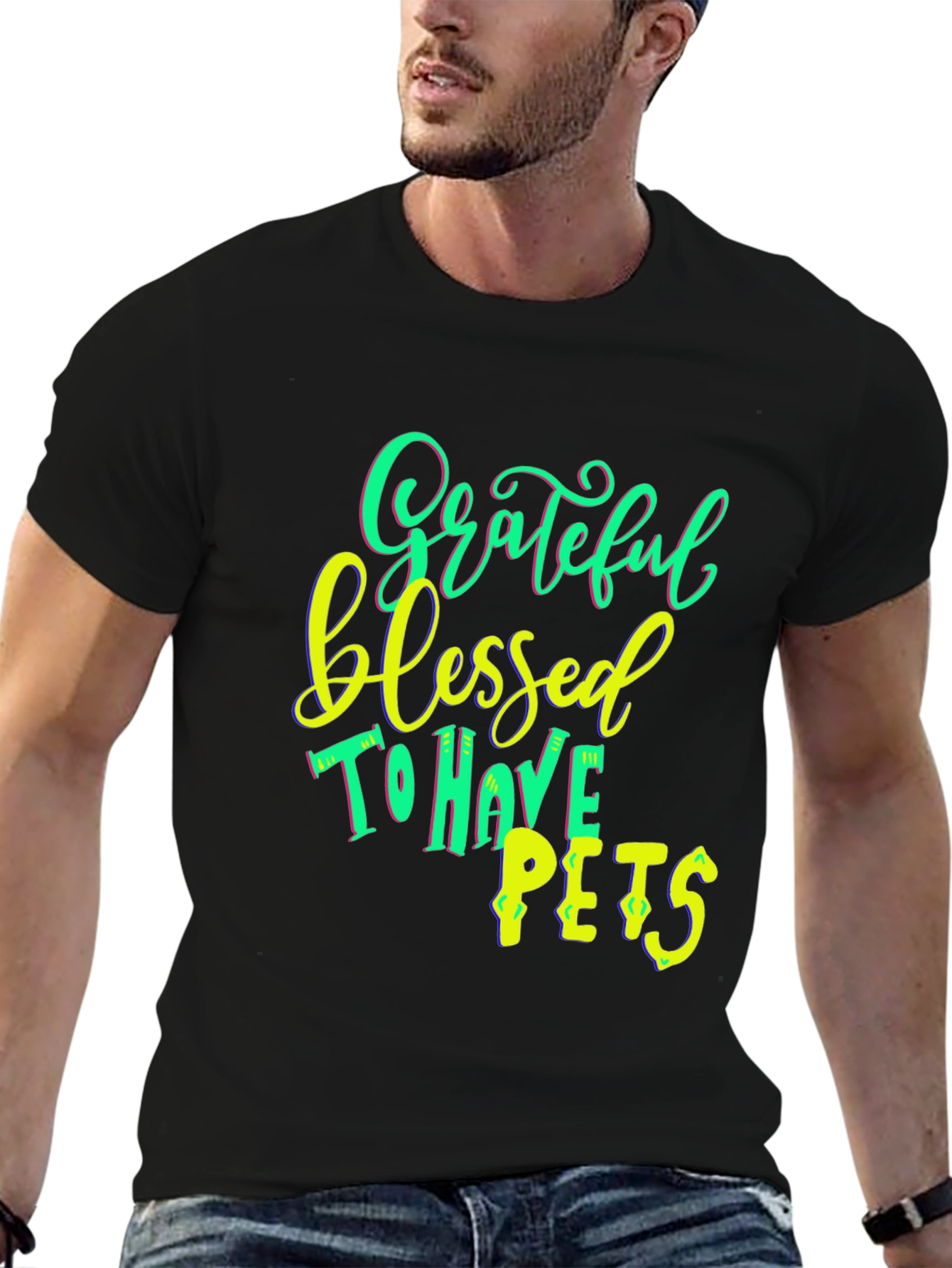 Grateful Blessed To Have Pets T-Shirt Black