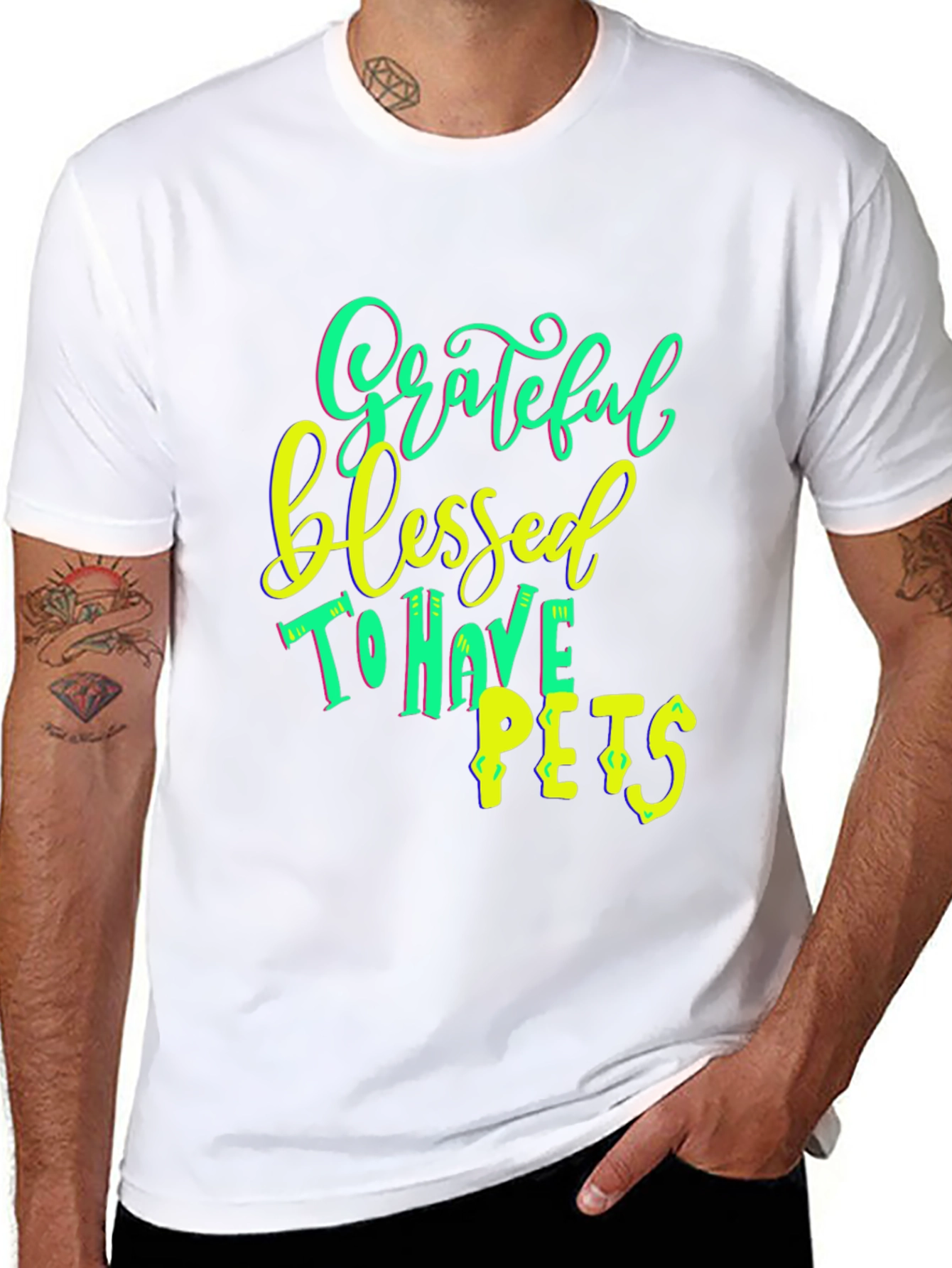 Grateful Blessed To Have Pets T-Shirt Black