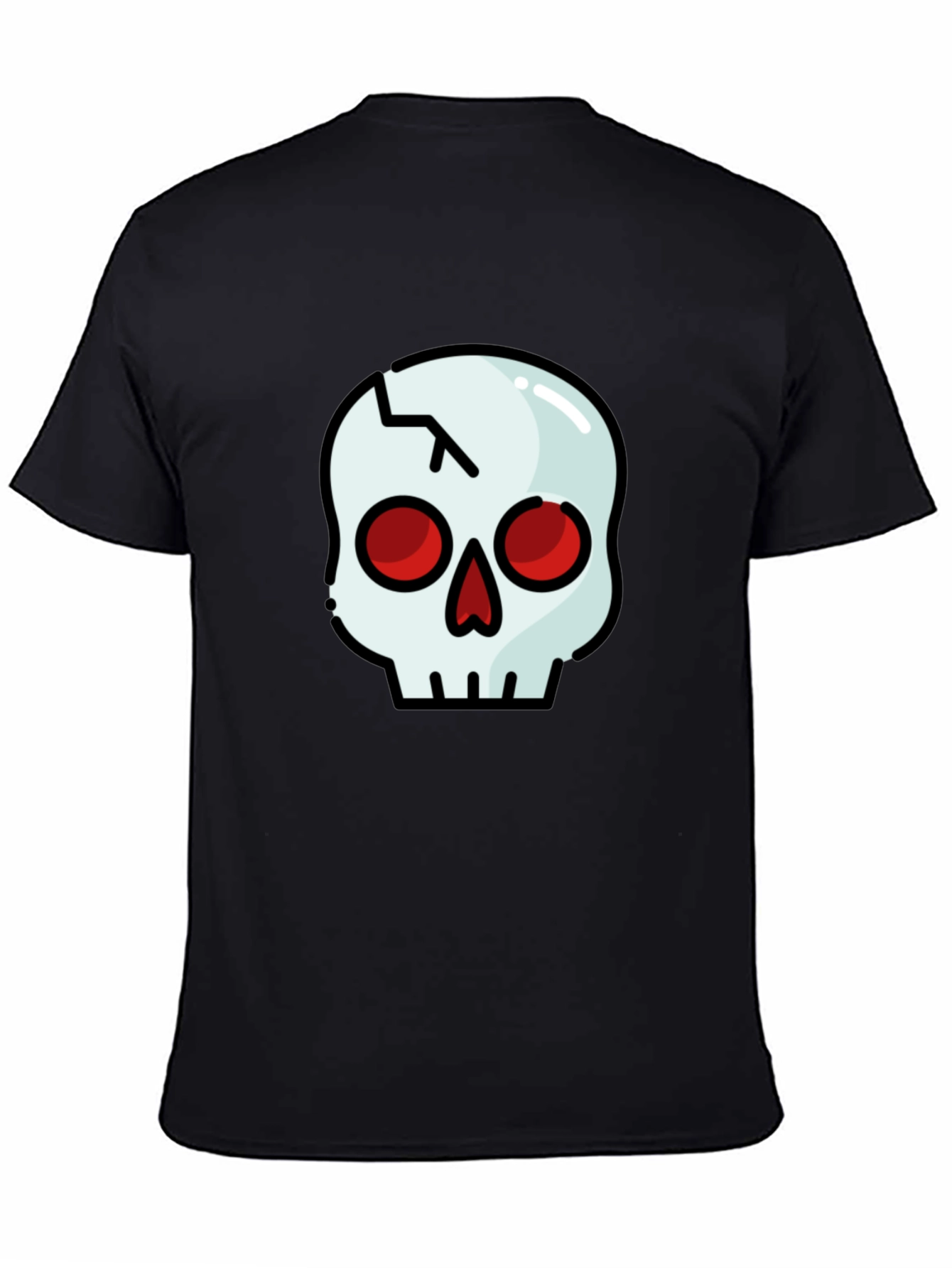 Cracked Skull Graphic Tee - Black