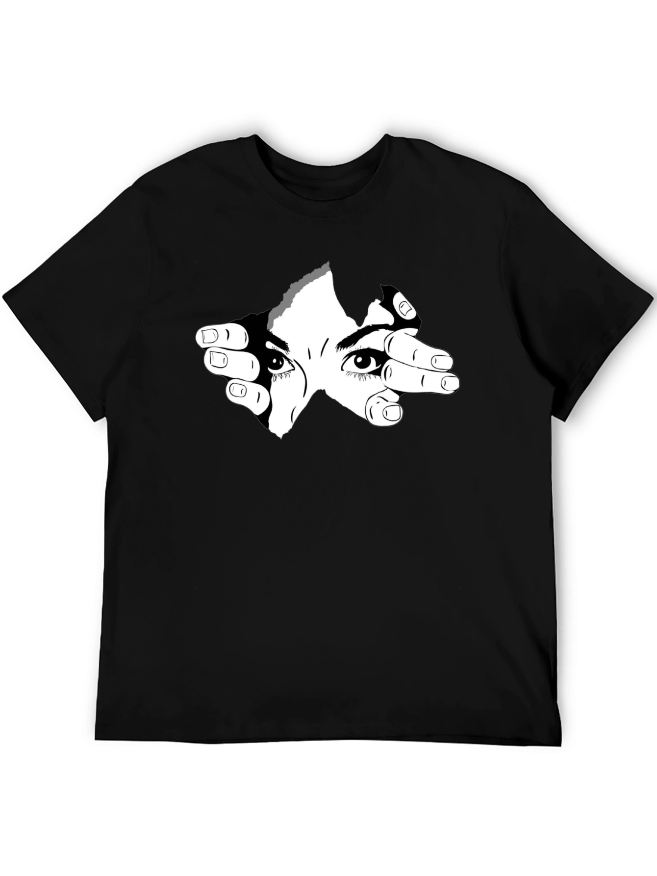 Eyes Watching Graphic Tee - Black Cotton Shirt