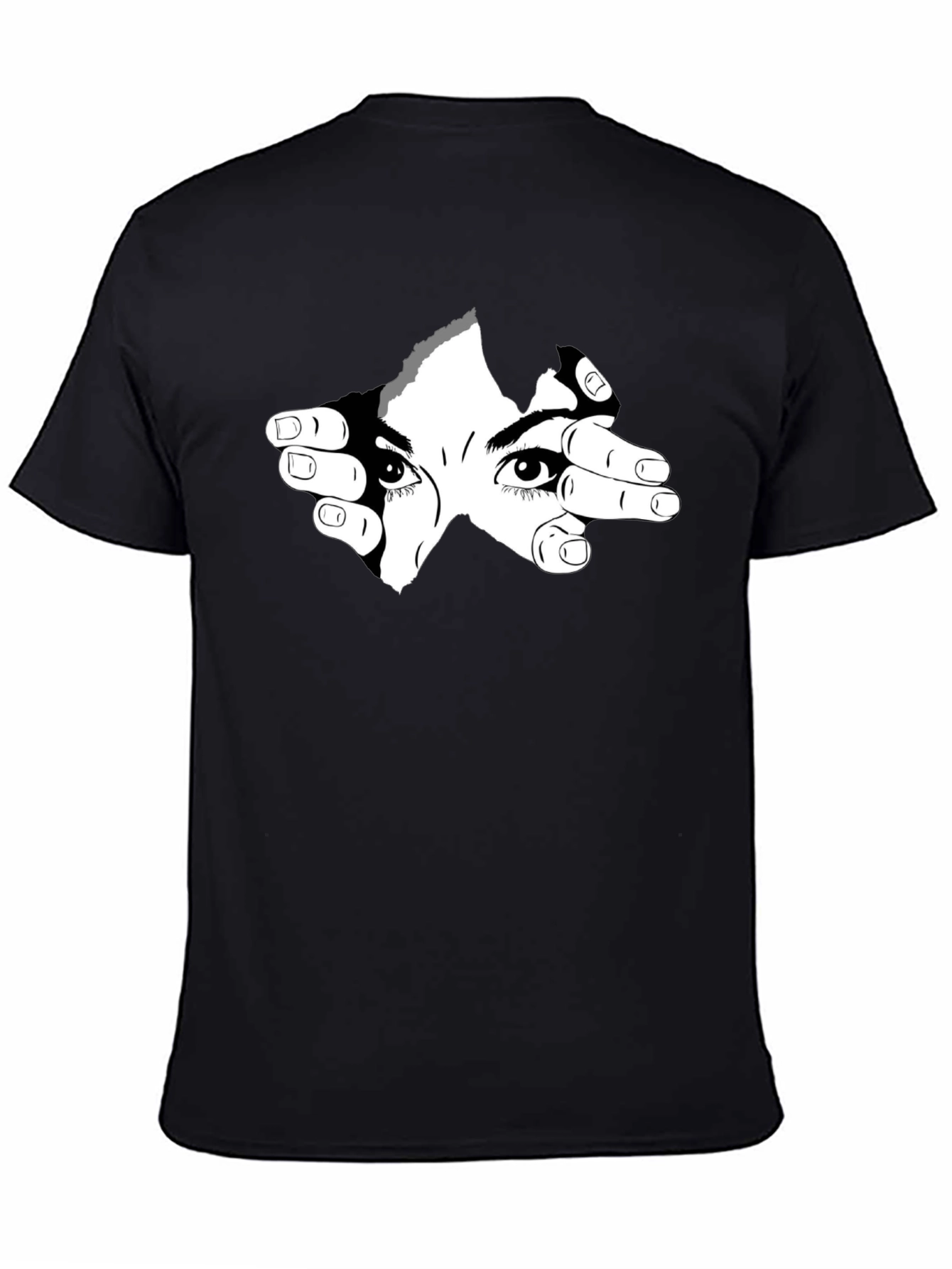 Eyes Watching Graphic Tee - Black Cotton Shirt