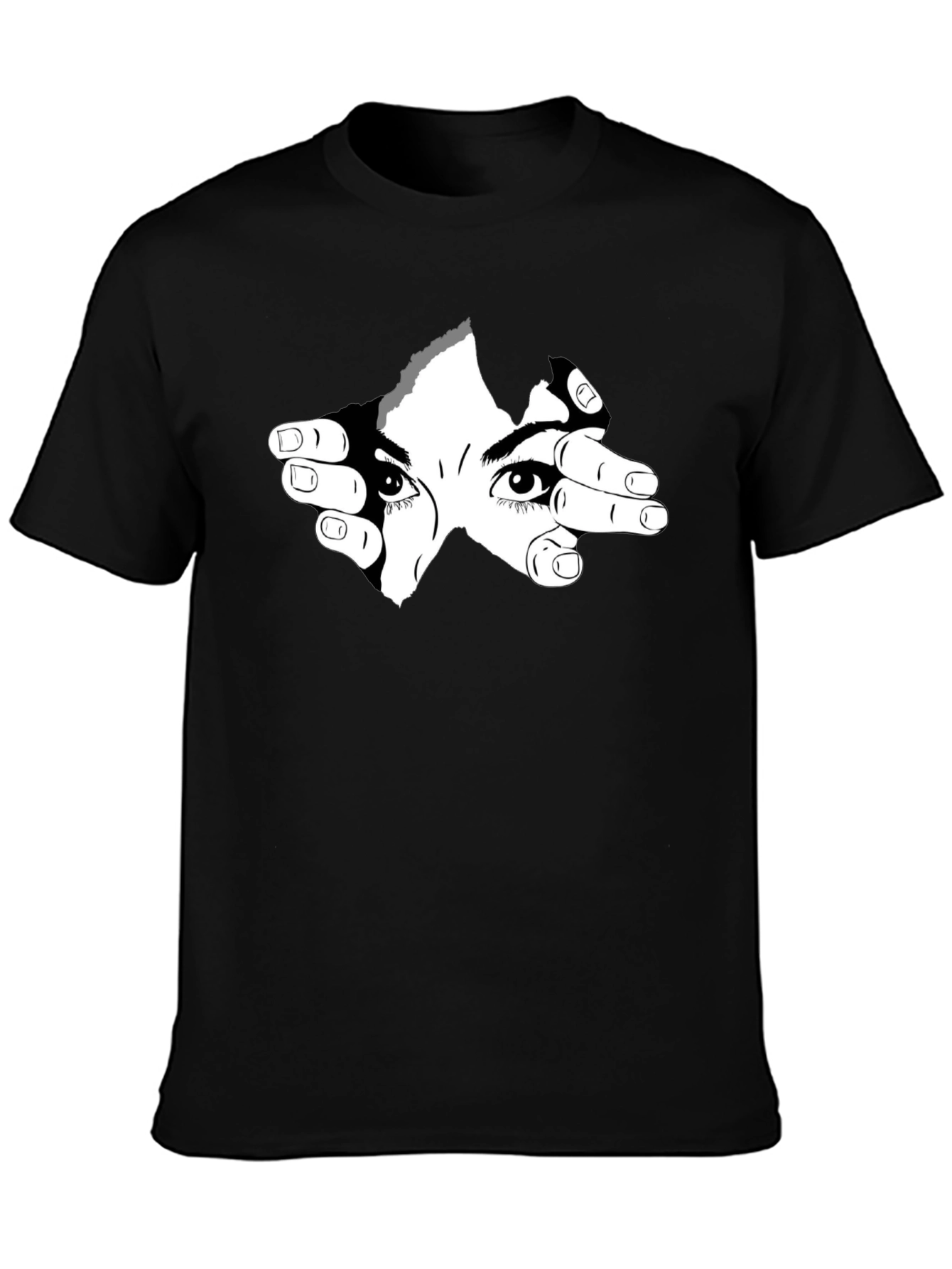 Eyes Watching Graphic Tee - Black Cotton Shirt