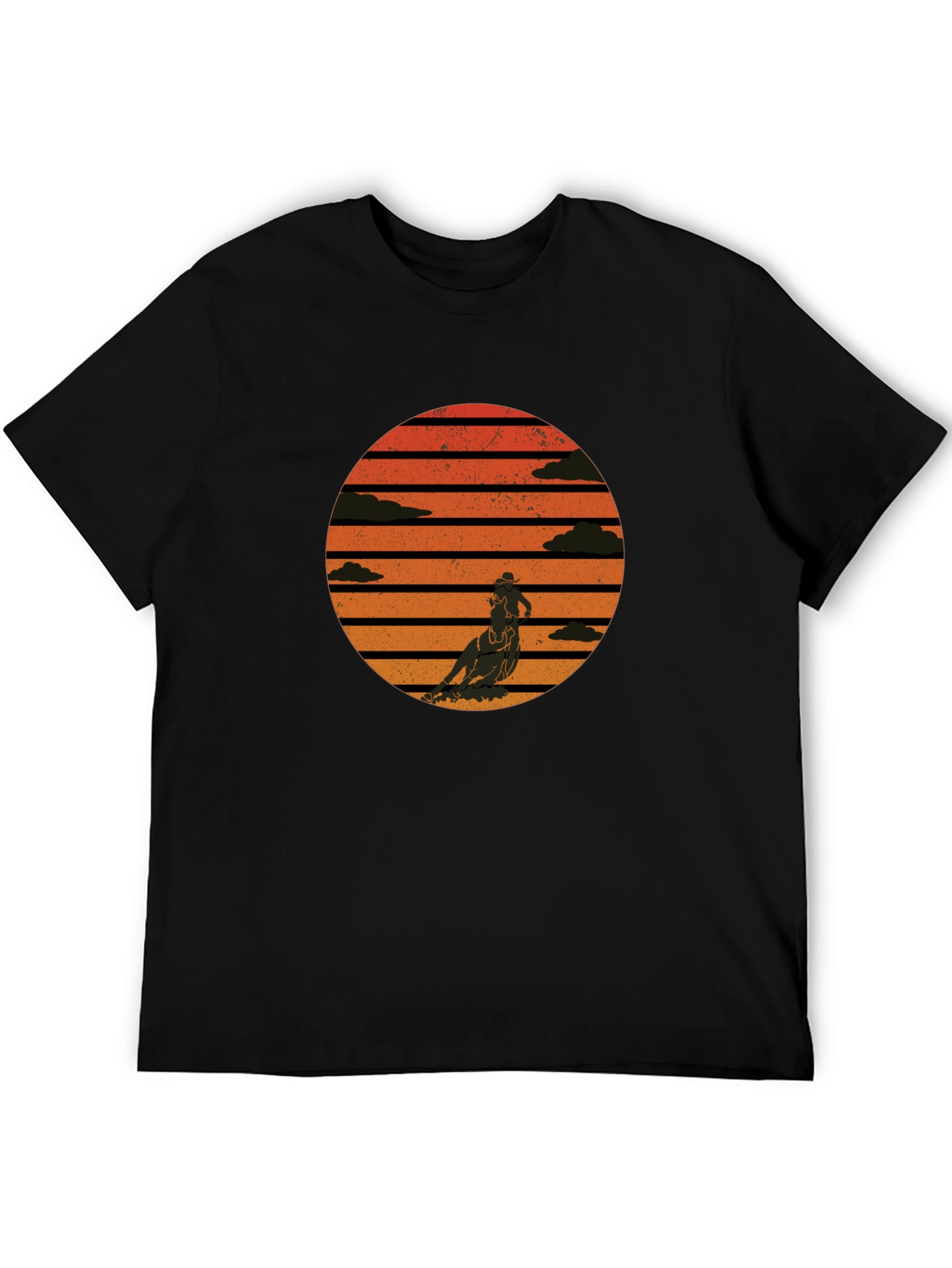 Retro Sunset Horse Rider Graphic Tee