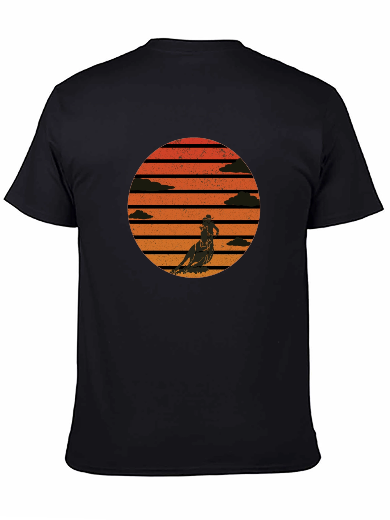 Retro Sunset Horse Rider Graphic Tee