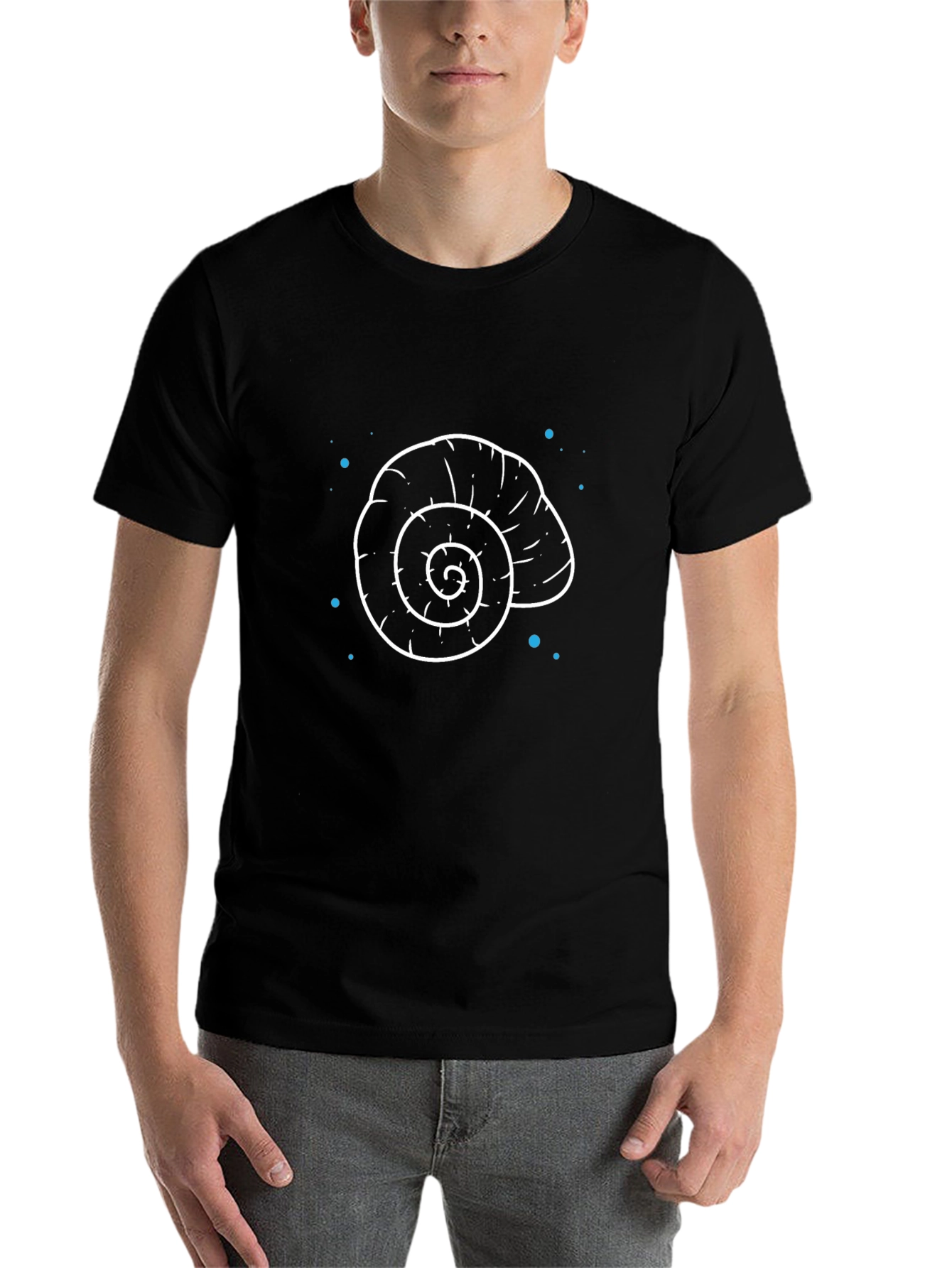 Nautical Shell Graphic Tee - Black Cotton T-Shirt