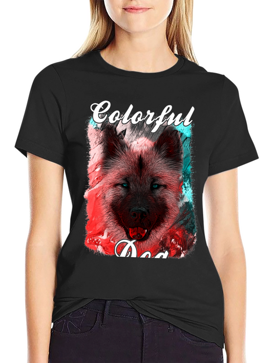 Colorful Dog Graphic T-Shirt