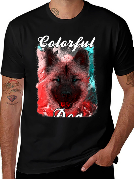 Colorful Dog Graphic T-Shirt