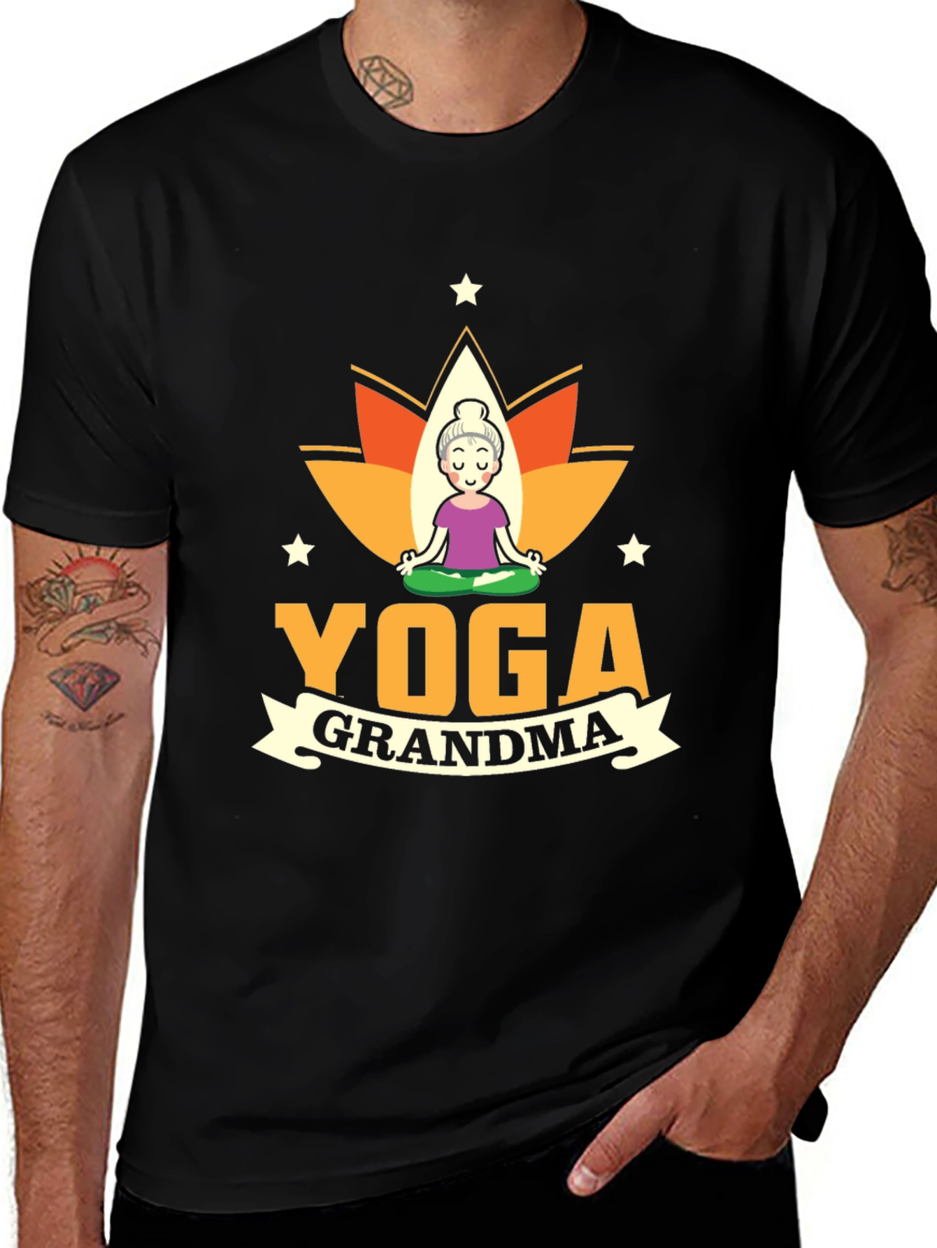 Yoga Grandma Black T-Shirt