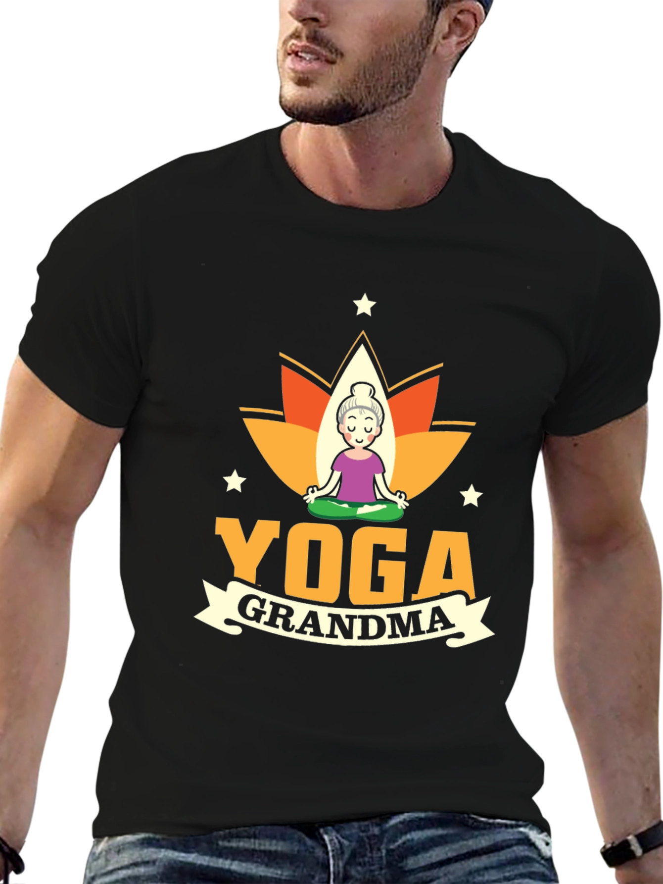 Yoga Grandma Black T-Shirt