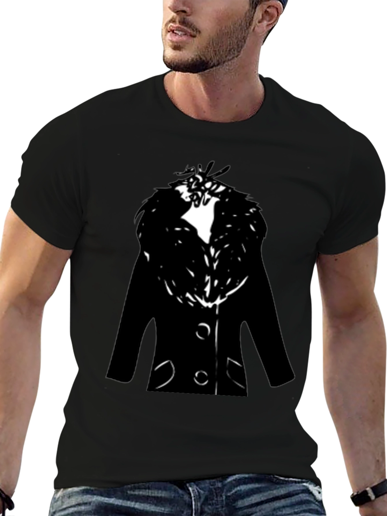Mens Black Coat Graphic Tee