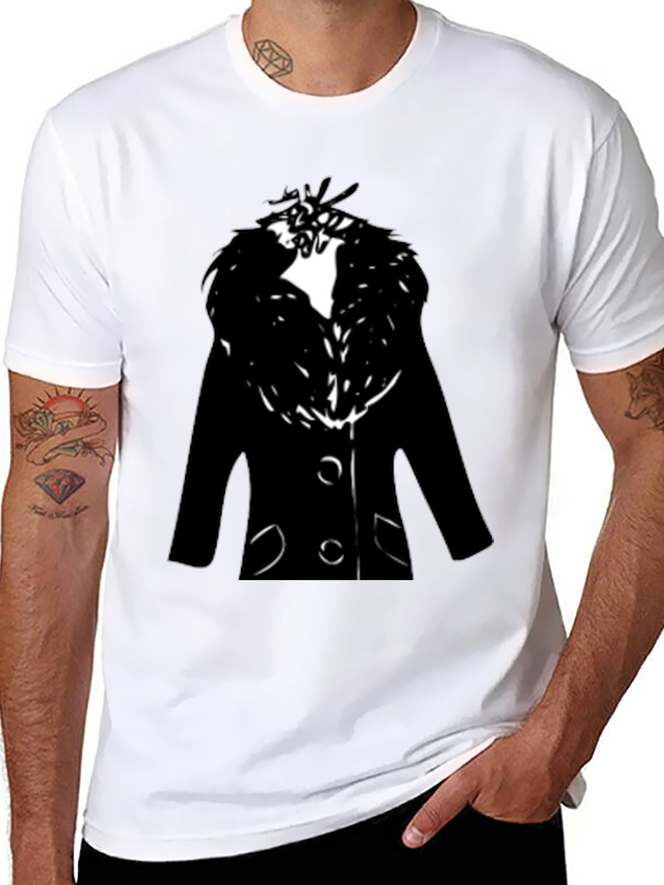 Mens Black Coat Graphic Tee