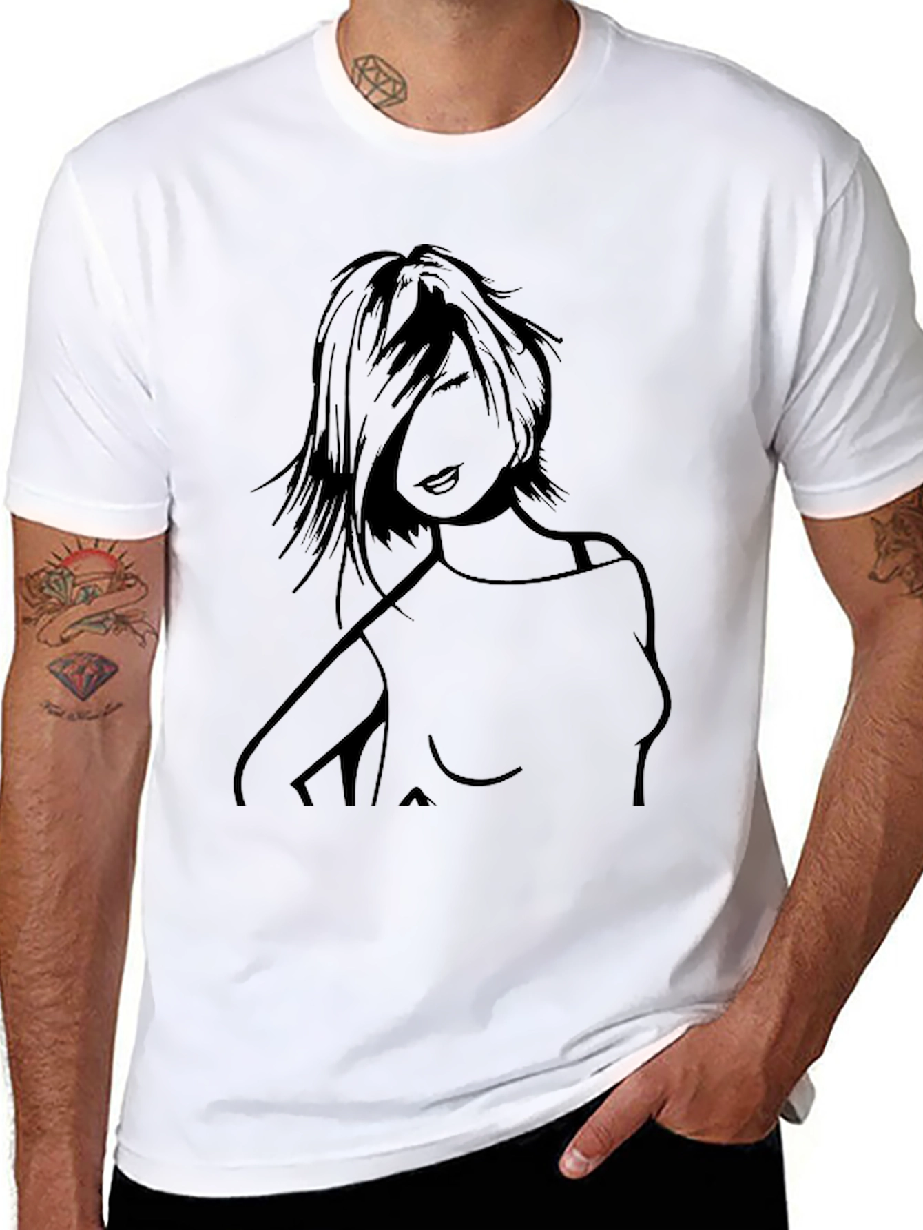 Black Graphic Tee - Edgy Woman Design