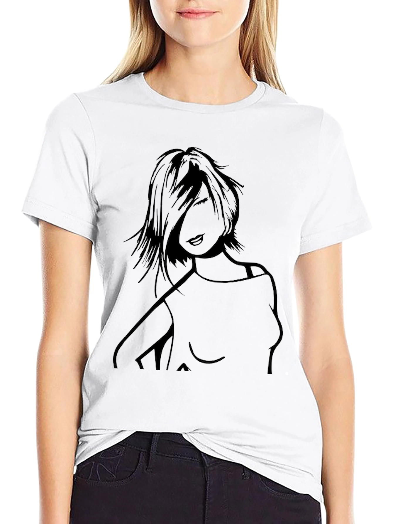 Black Graphic Tee - Edgy Woman Design