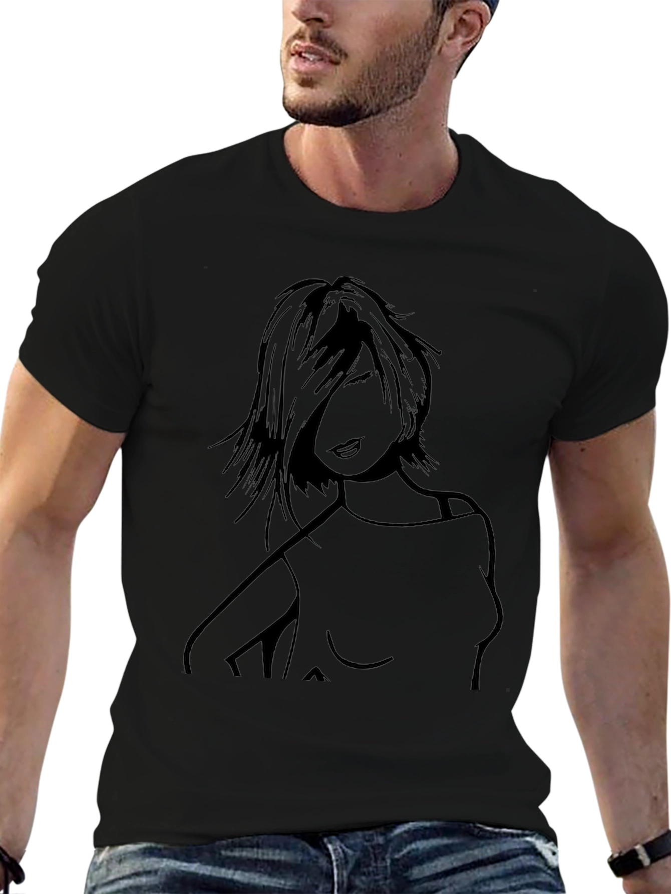 Black Graphic Tee - Edgy Woman Design