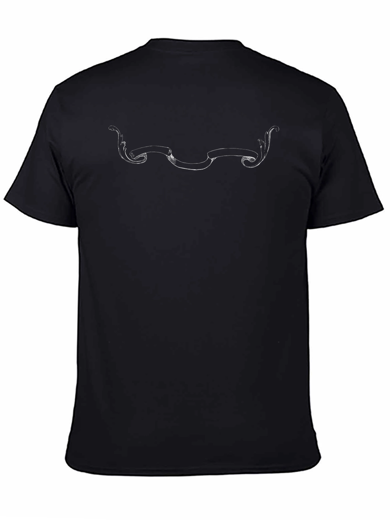 Classic Black Tee with Scroll Design - Casual Style
