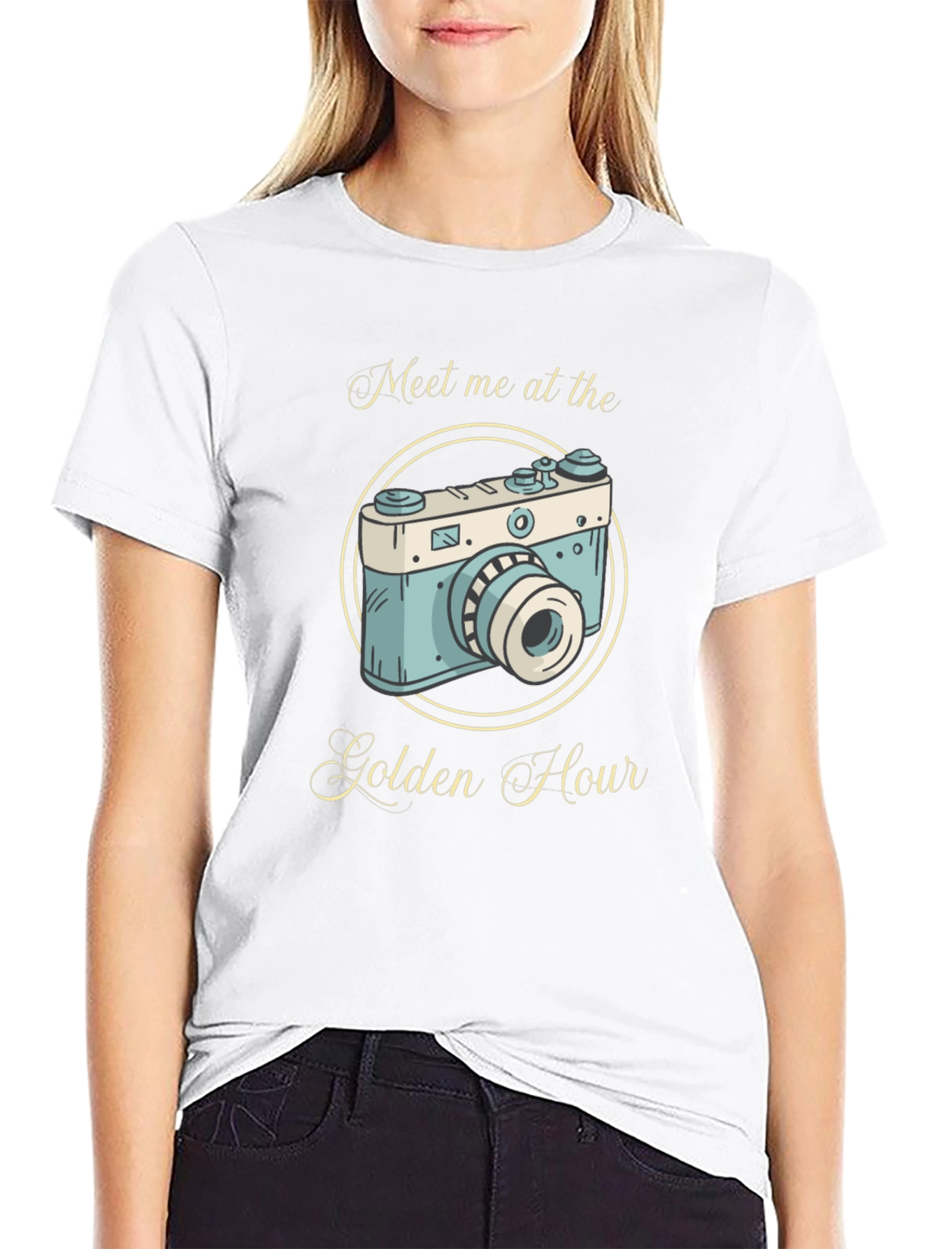 Golden Hour Camera Graphic Tee - Black