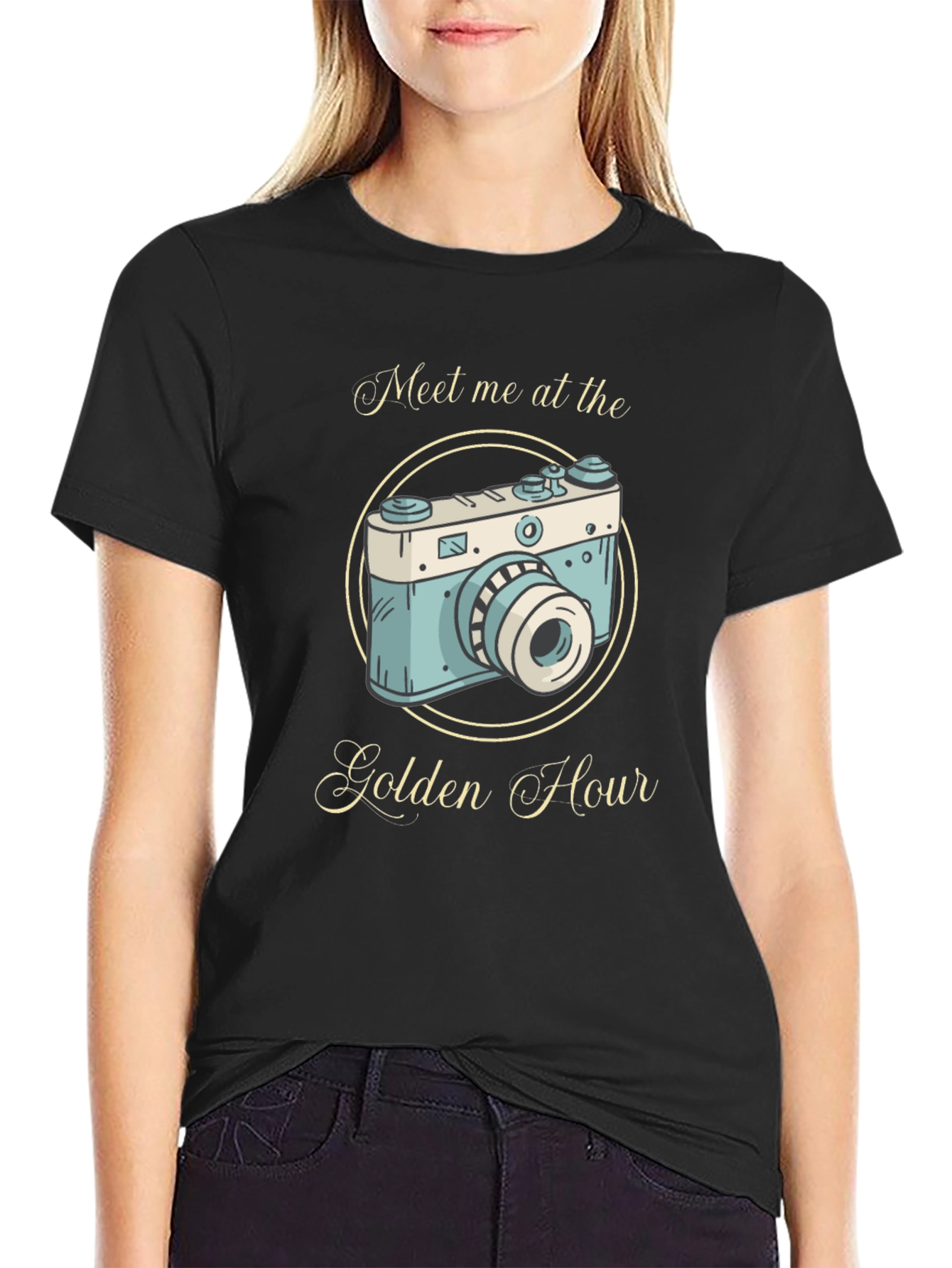 Golden Hour Camera Graphic Tee - Black