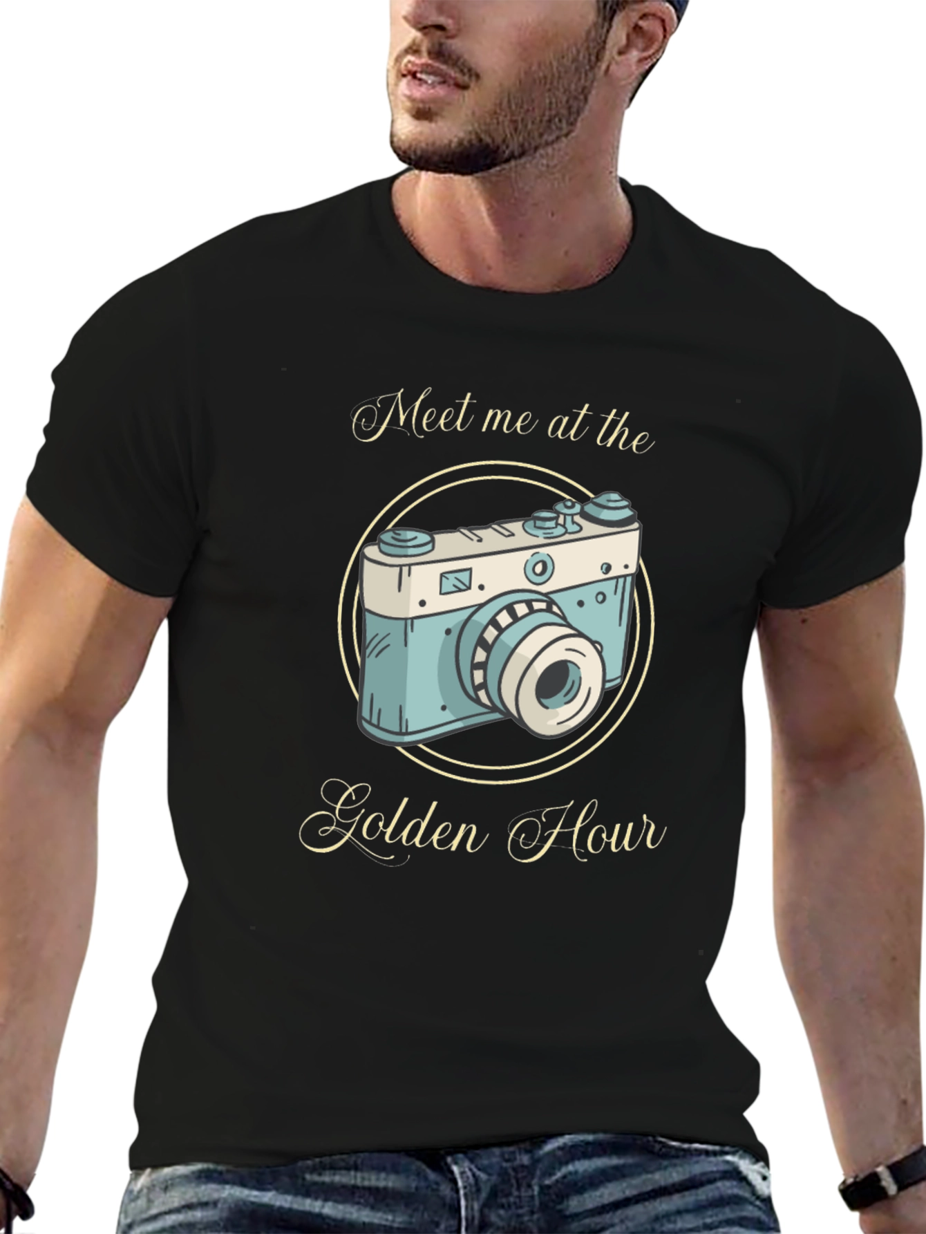 Golden Hour Camera Graphic Tee - Black