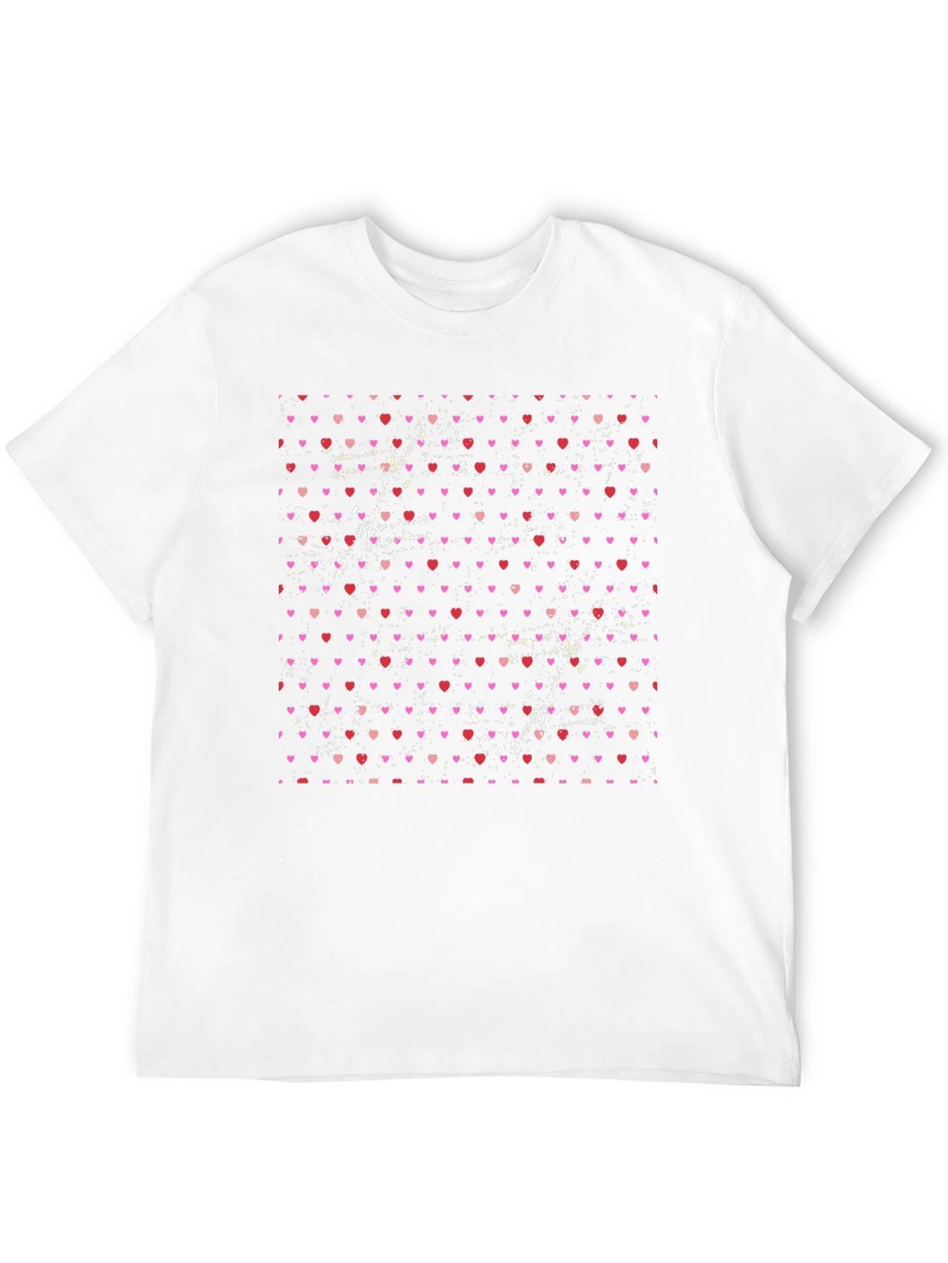 Heart Pattern Mens Black T-Shirt