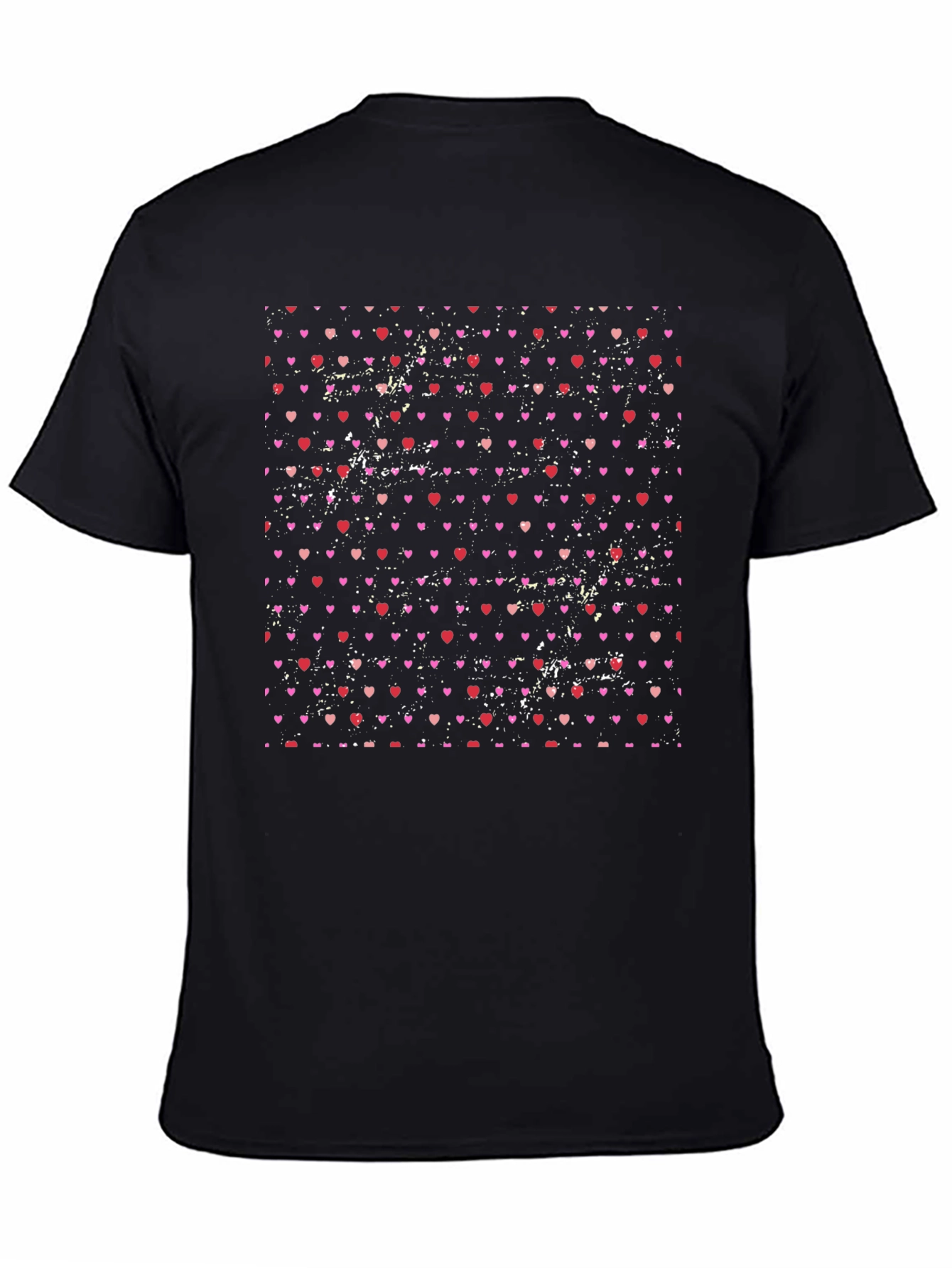 Heart Pattern Mens Black T-Shirt