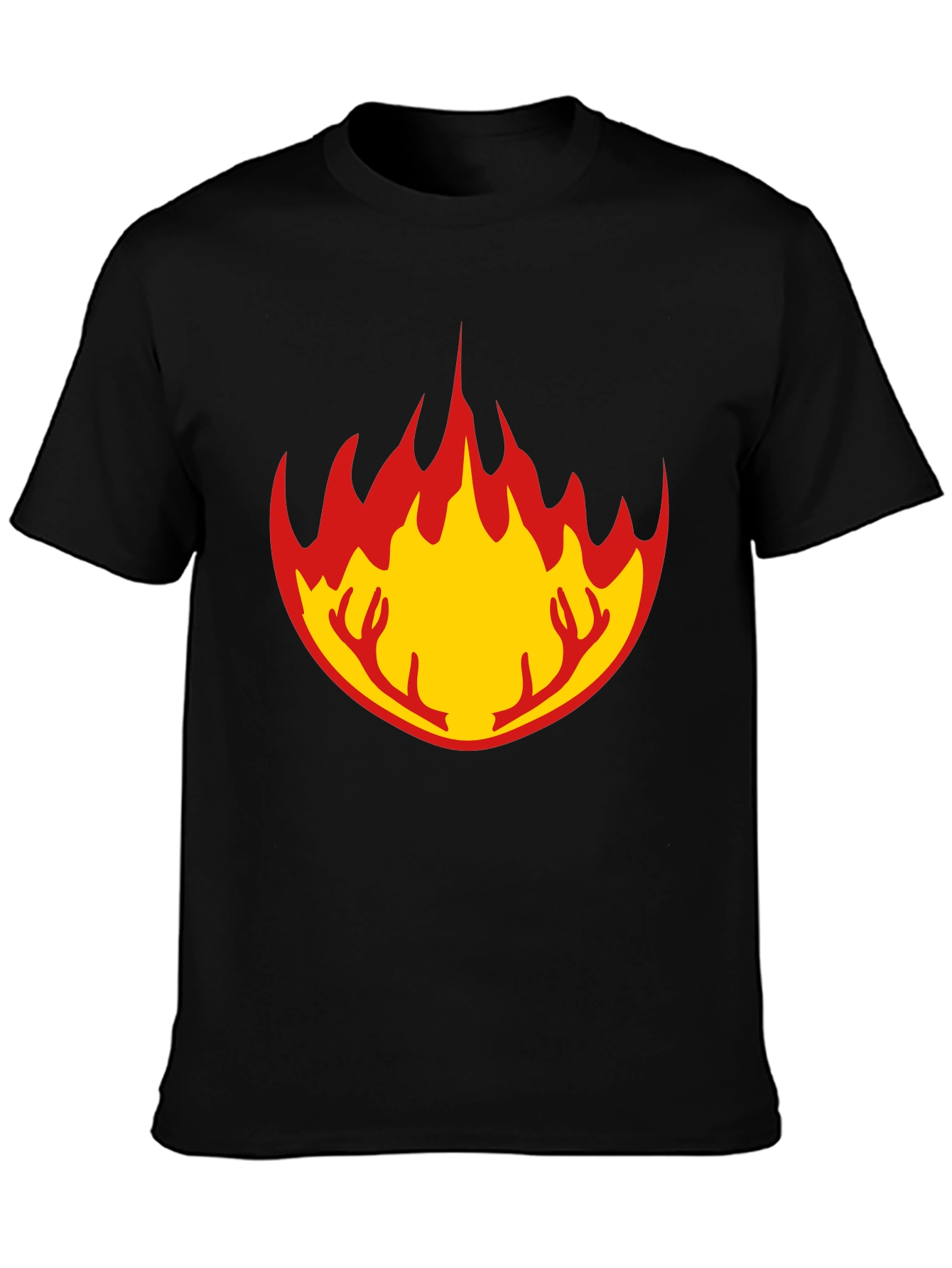 Flame Antler Graphic Black T-Shirt
