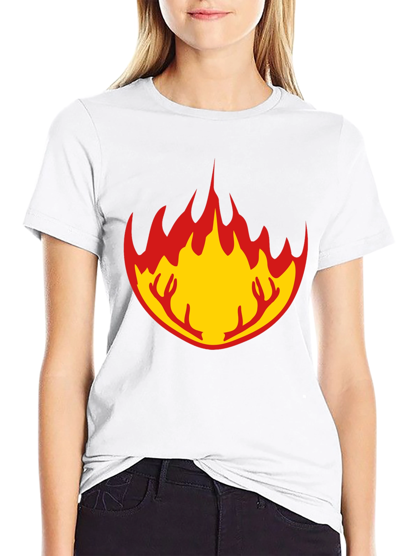 Flame Antler Graphic Black T-Shirt