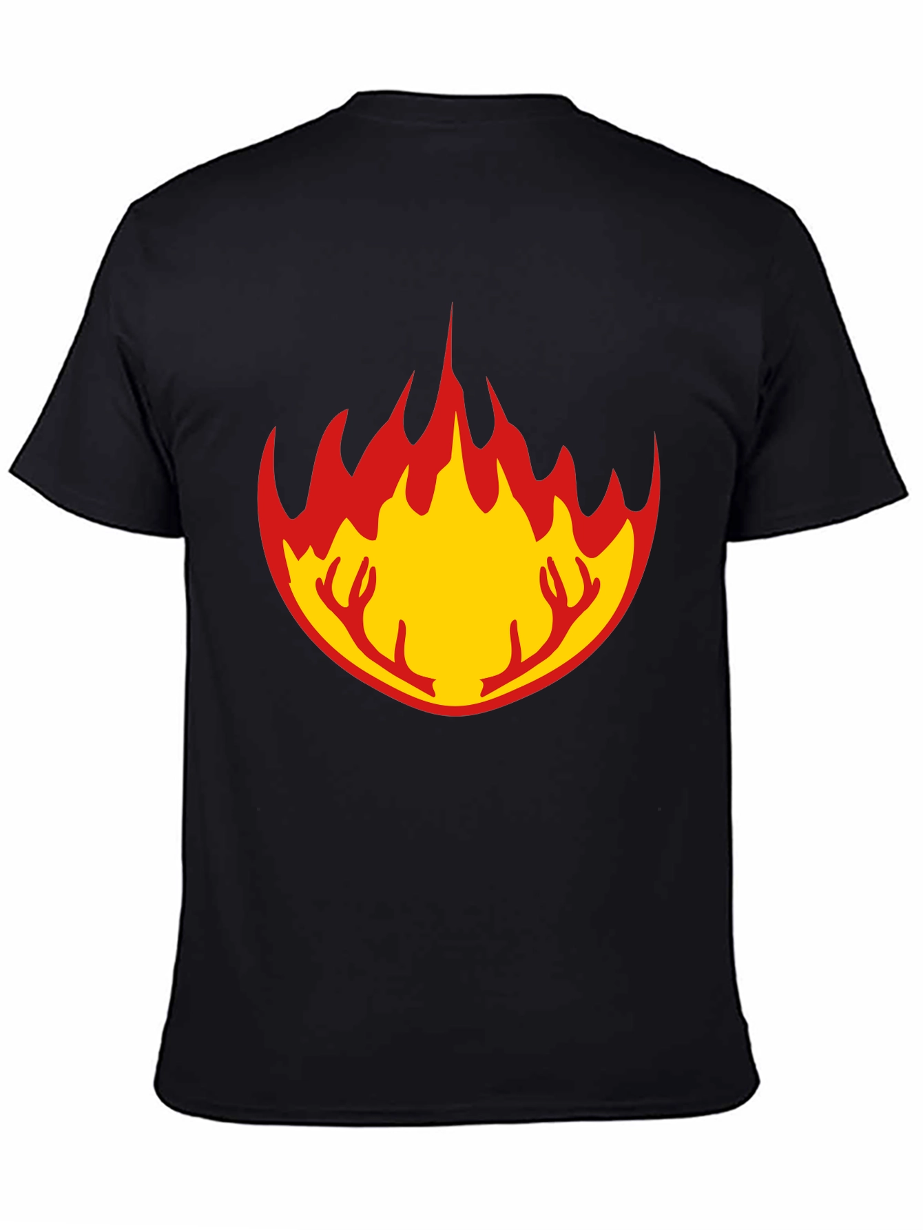 Flame Antler Graphic Black T-Shirt