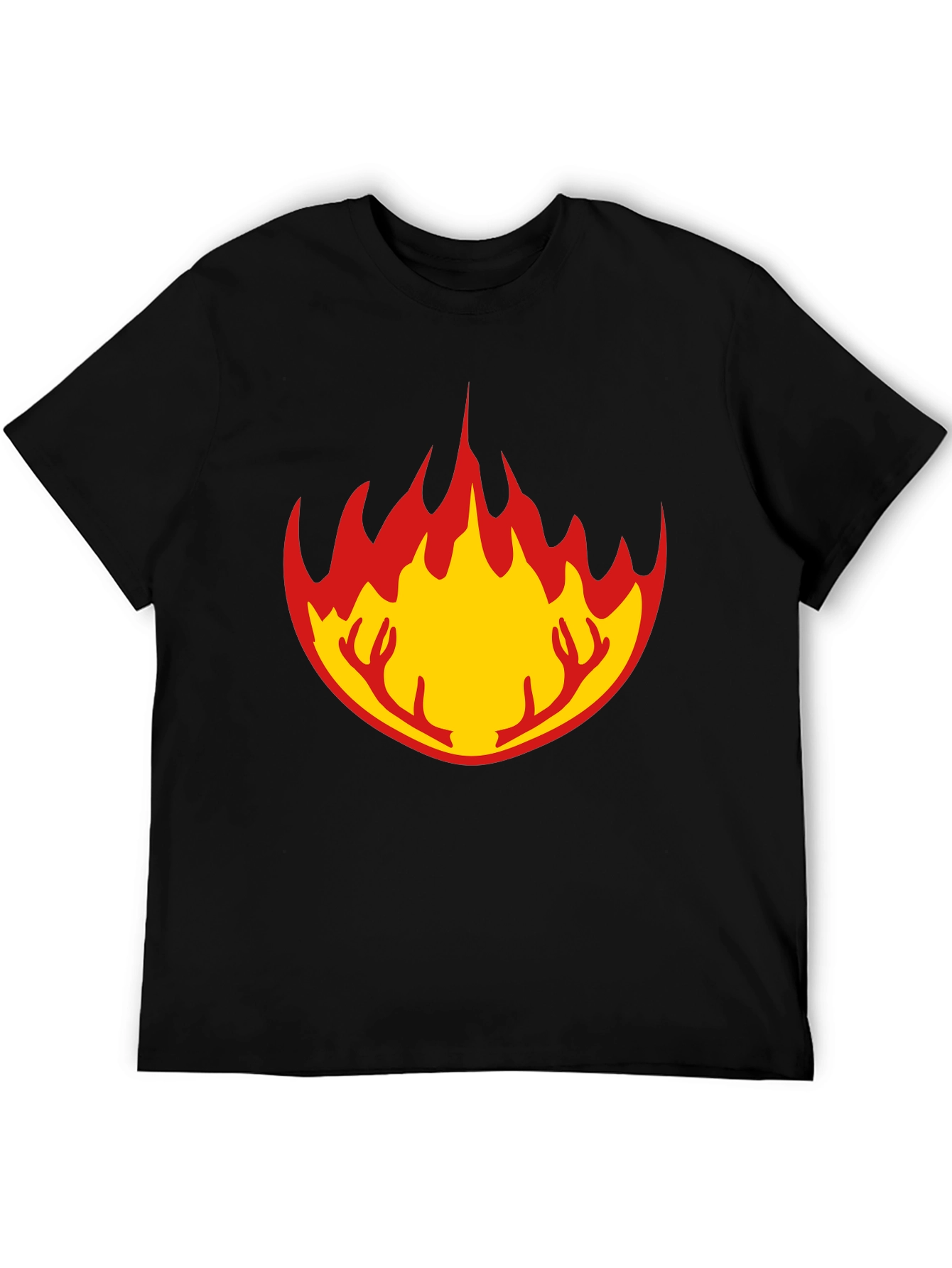 Flame Antler Graphic Black T-Shirt