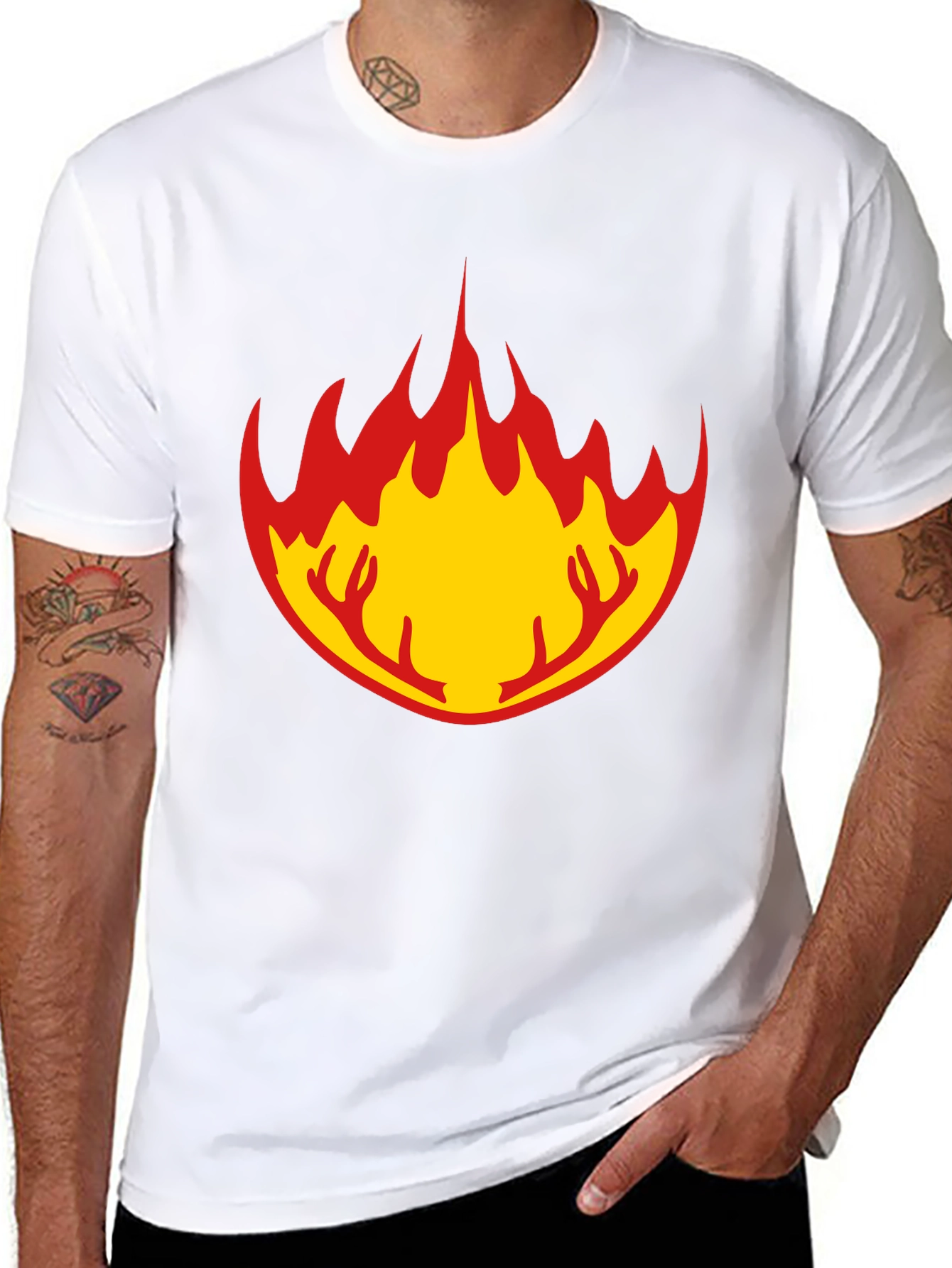 Flame Antler Graphic Black T-Shirt