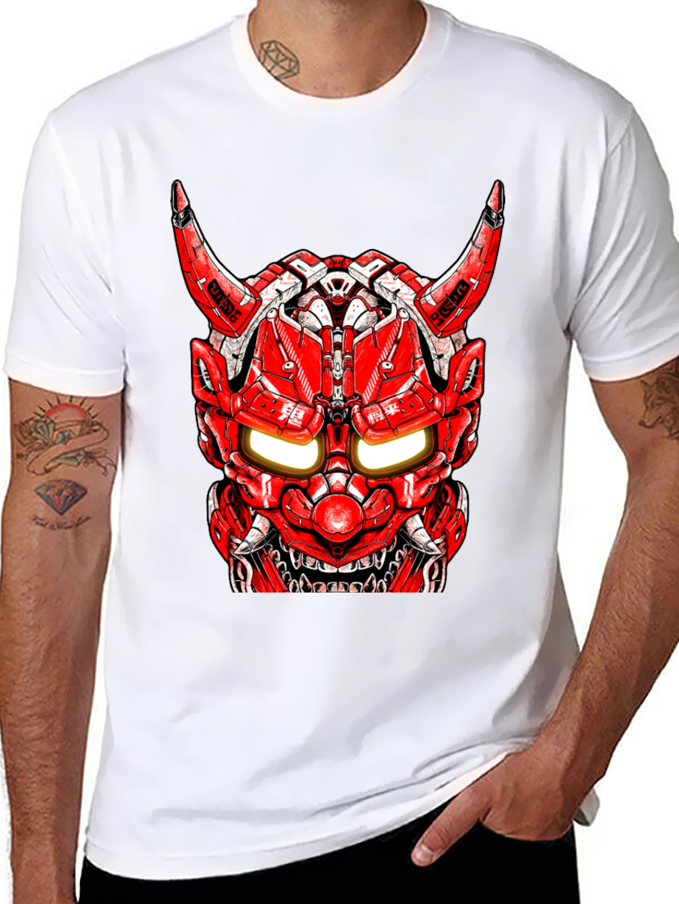 Cyberpunk Oni Mask Graphic Tee