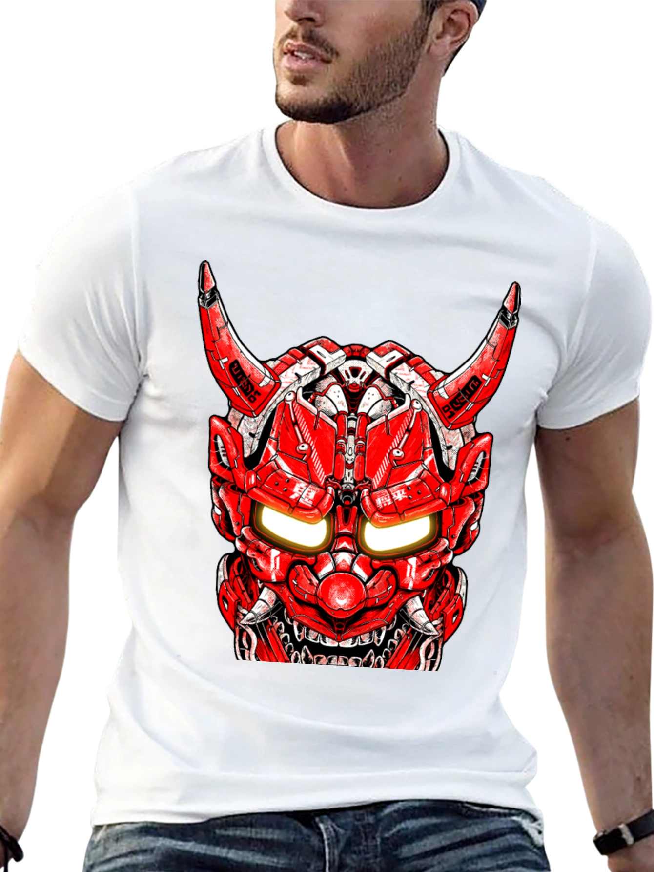 Cyberpunk Oni Mask Graphic Tee