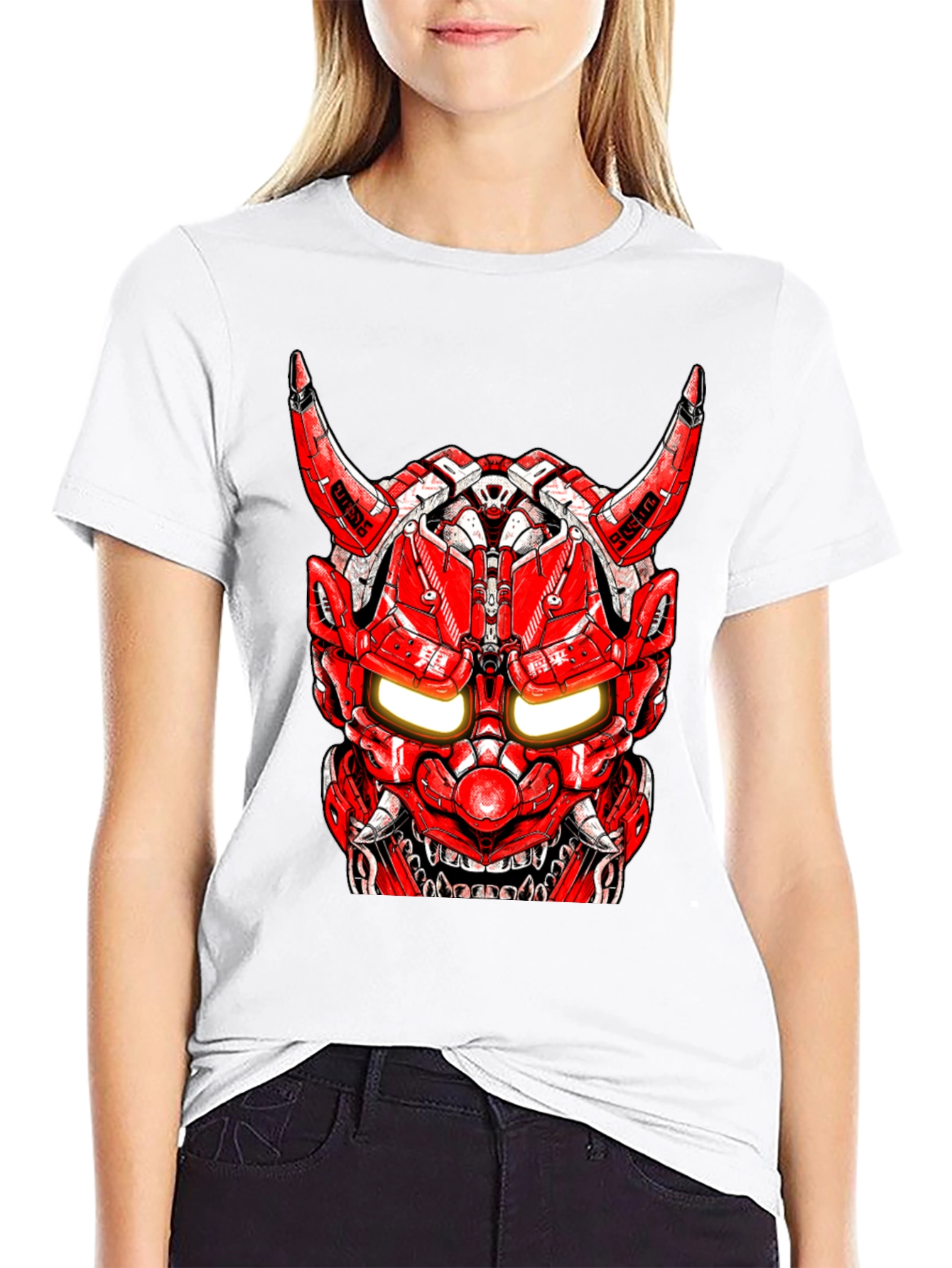 Cyberpunk Oni Mask Graphic Tee