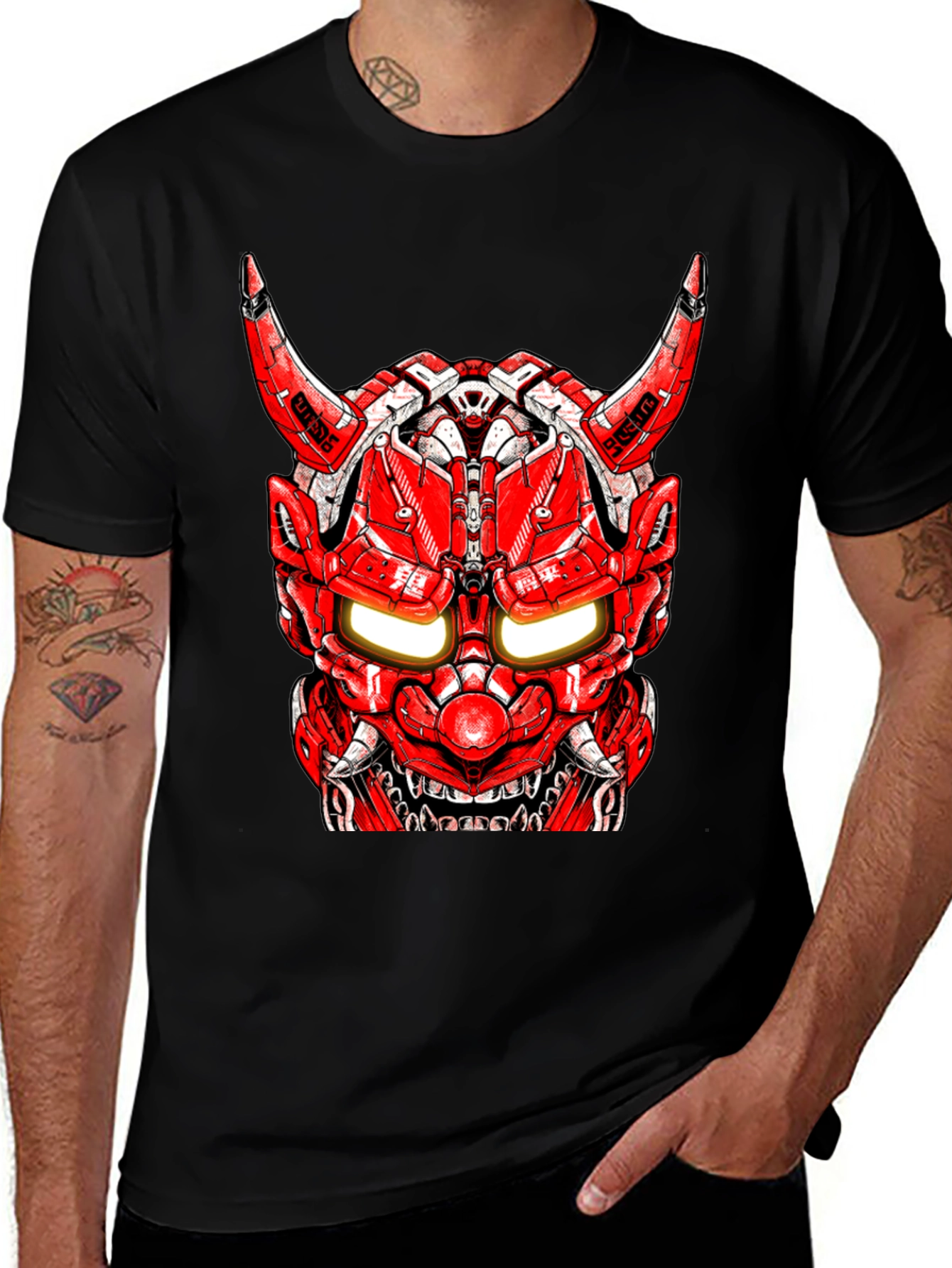 Cyberpunk Oni Mask Graphic Tee