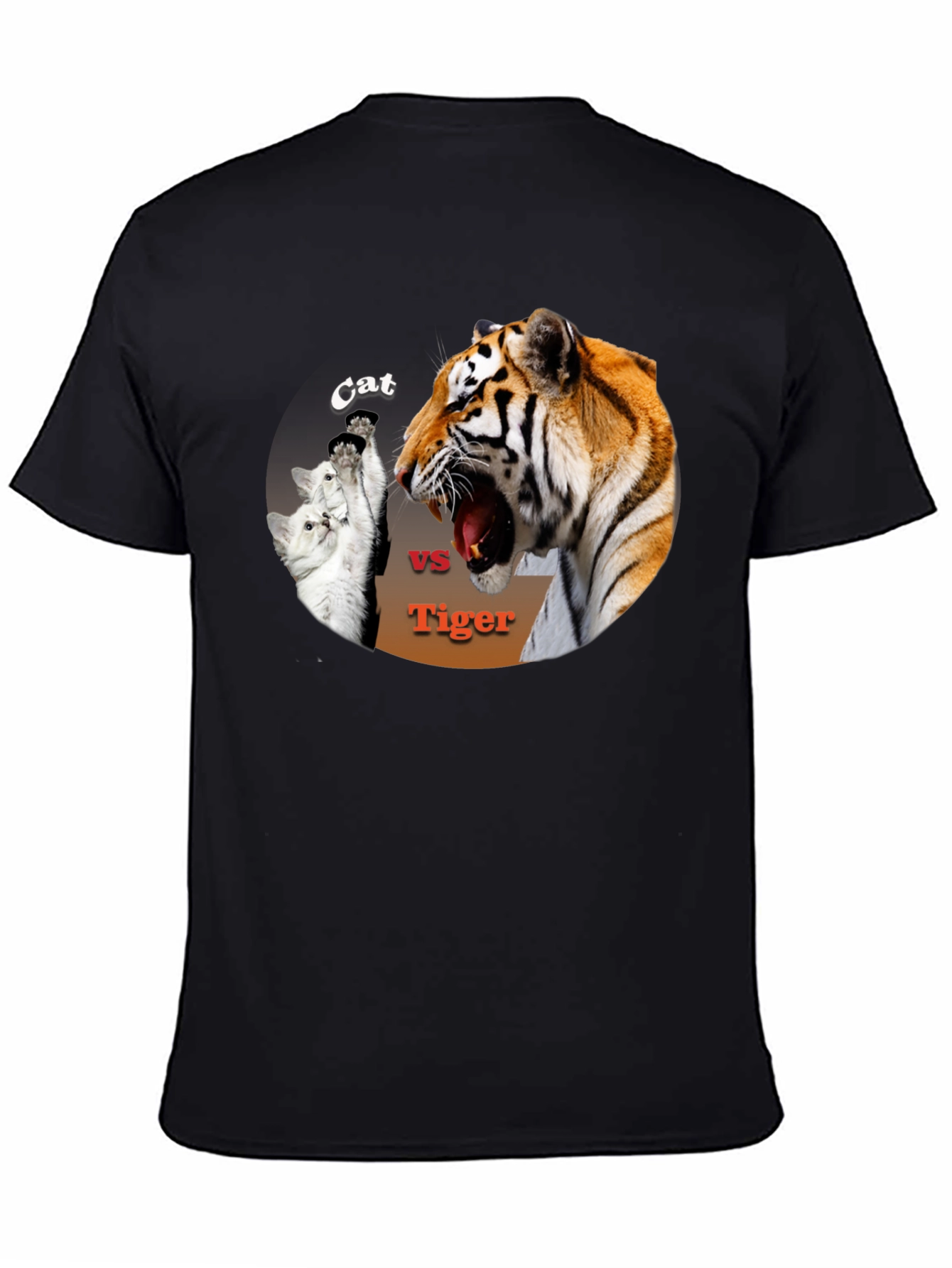 Cat vs. Tiger Black T-Shirt