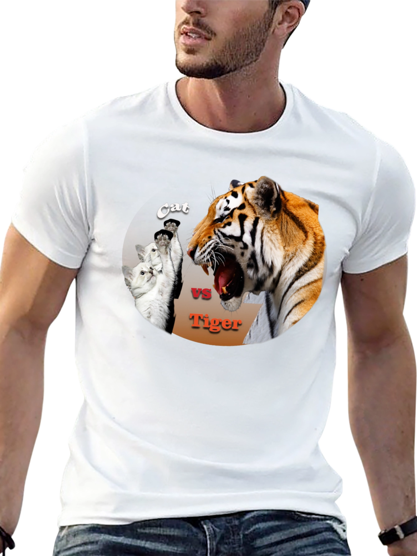 Cat vs. Tiger Black T-Shirt